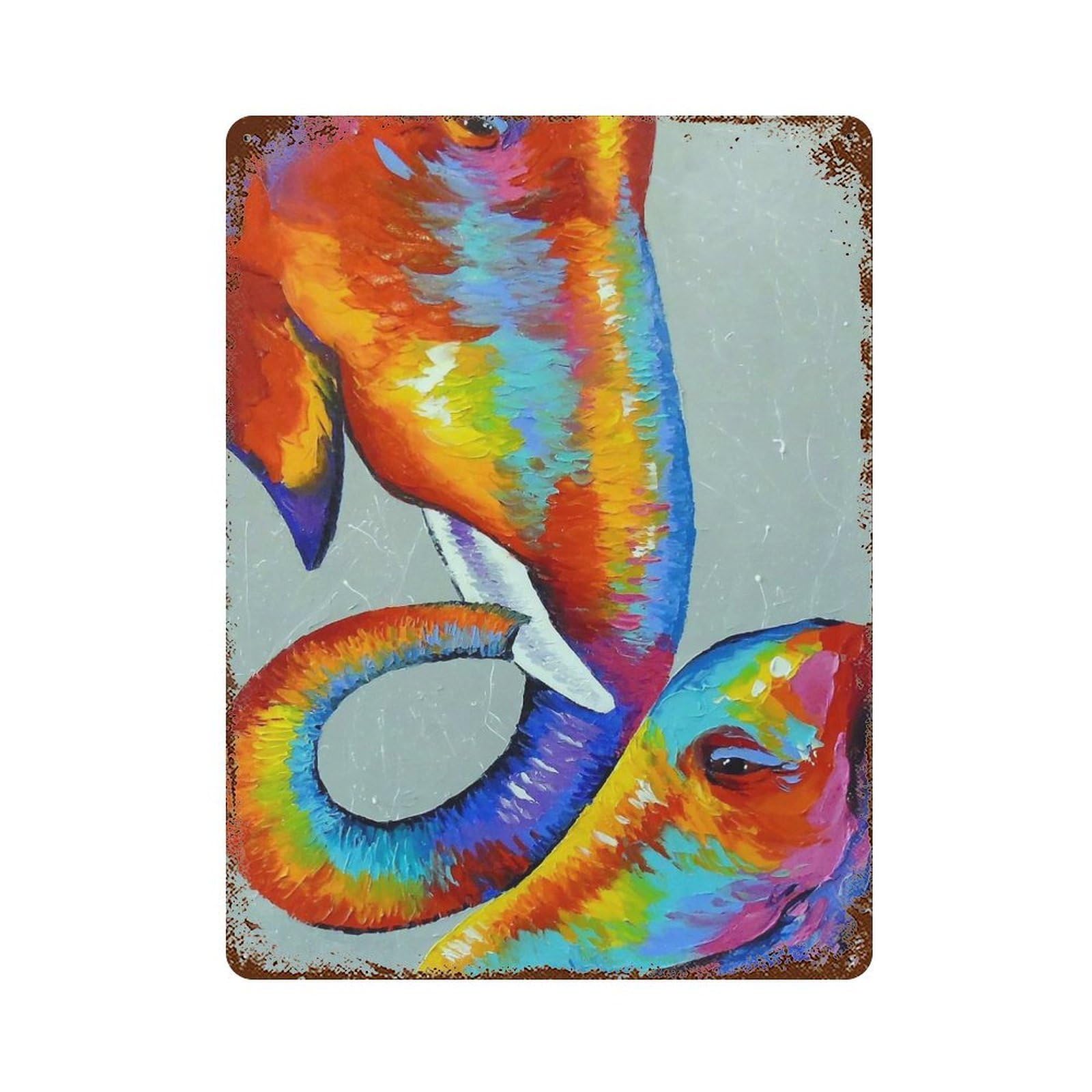 Love Elephants Vintage Rust Metal Sign 15.7"x11.8", Retro Wall Decor for Garage, Pub Or Kitchen