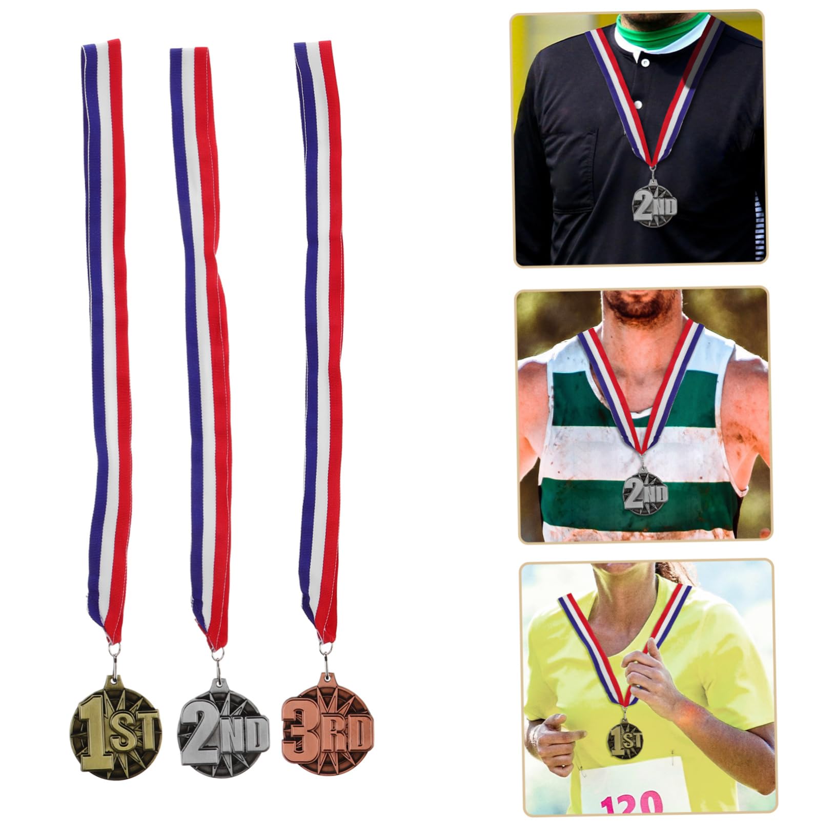 Sosoport 12stücke Medaillen Mit Band Ausgezeichnete Sportmedaillen Für Schülerwettbewerbe Auszeichnungen Und Ehrungen Glänzende Metallmedaillen Für Sieger Und Teilnehmer
