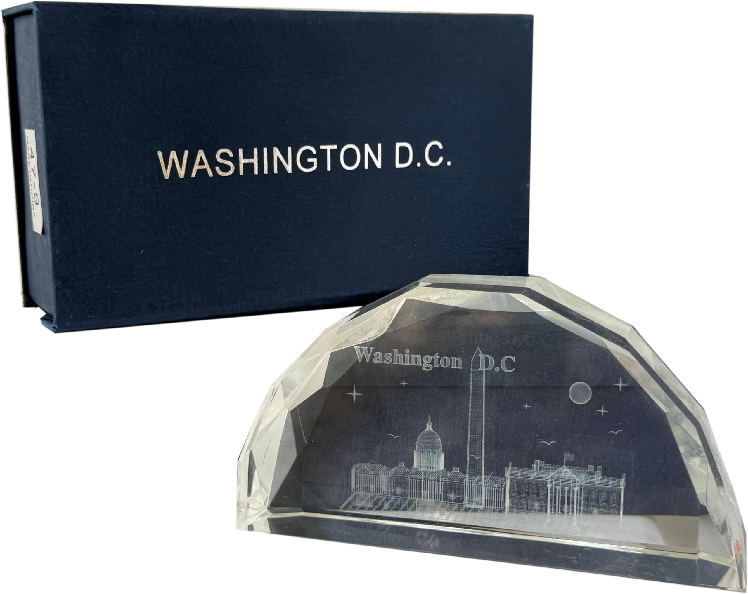 Fermacarte di lusso in cristallo Washington D.C. - Grande | iconici monumenti DC e skyline del paesaggio urbano | Elegante souvenir e decorazione per scrivania da ufficio
