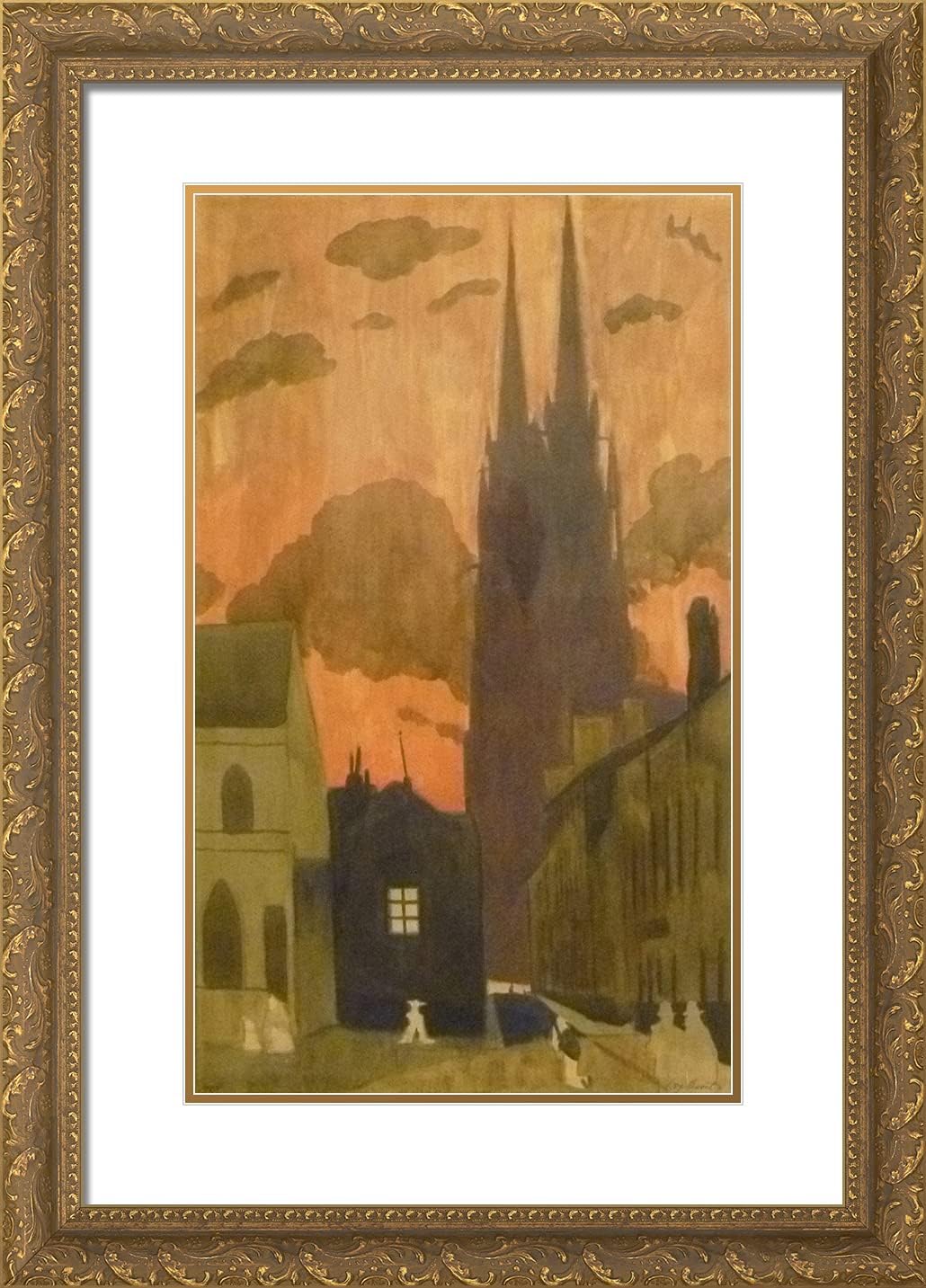 ArtDirect Spilliaert, Leon 18x24 Gold Ornate Framed Art Print with Double Matting Titled: The Service