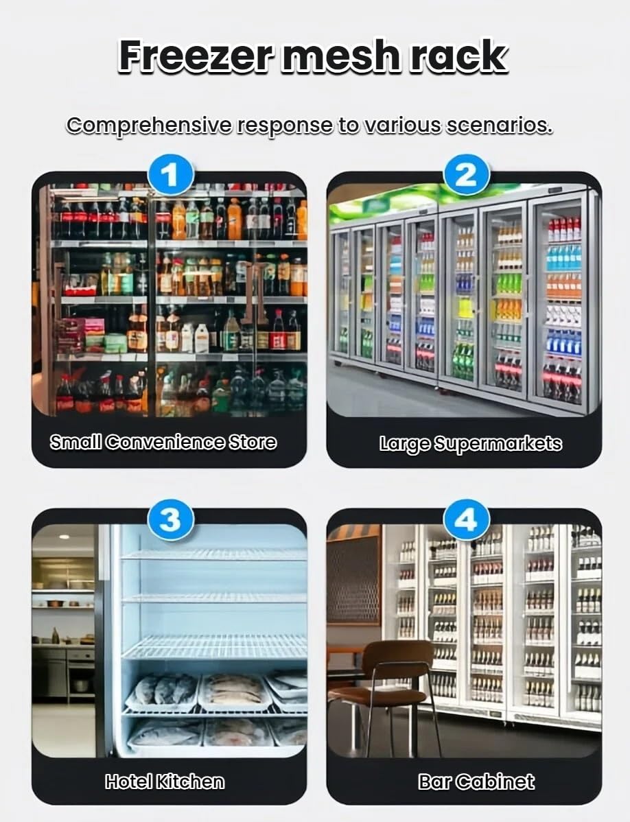 Genérico Rejilla para Nevera Universal, Estante Organizador Congelador | Acero carbono，Barandilla protectora 2cm，Diseño rejilla abierta，Para neveras y congeladores domést(49x38 cm/19.3x15.0 in)