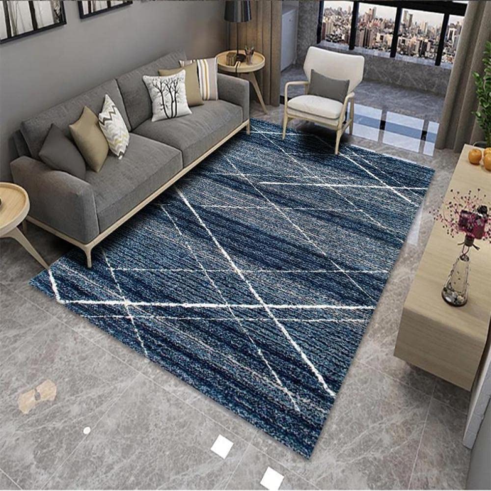 Tapis Salon 120x170 Imprimé Bleu Canard Tapis Salon Design Moderne Tapis Chambre Antidérapant Soft Tapis de Designer Tapis Poils Courts Carpet for Home Living Room Decoration
