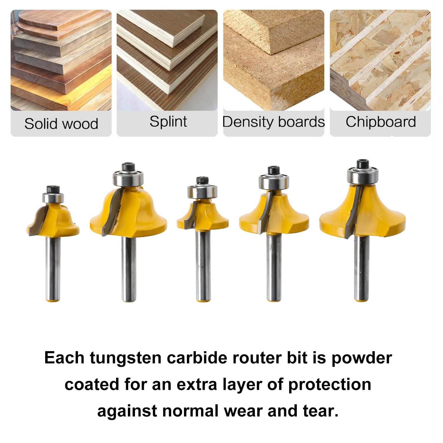 TOTOWOOD Juego de brocas de enrutador, juego de brocas de carburo de tungsteno con vástago de 1/4, kit de brocas de enrutador de 35 piezas para bricolaje, proyectos de carpintería, juego de brocas de