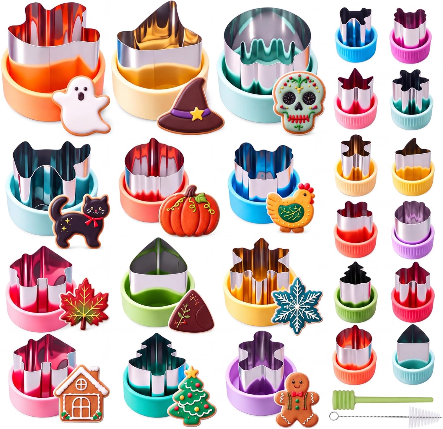 Realinaive 28-piece Fall Thanksgiving Stainless Steel Cookie Cutter Set