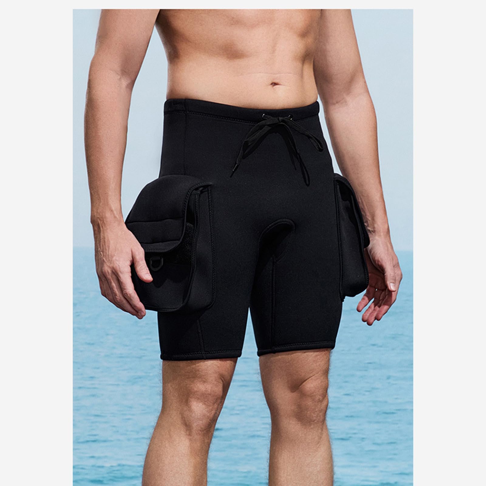 Pantaloncini da Sub da Uomo da 3 Mm, Pantaloni da Muta Termica da Sub con Cintura Regolabile e Tasche Utili per lo Snorkeling e il Nuoto