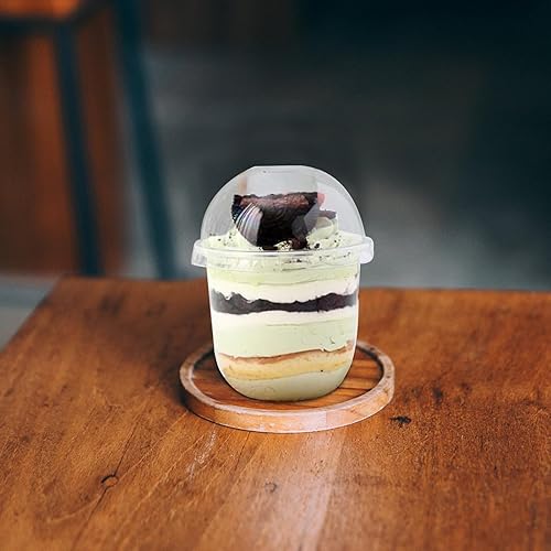 Miniatura 7 de Paquete de 100 vasos de plástico transparente de 12 onzas con tapas de cúpula y tenedores, vasos desechables de postre con tapas, recipientes