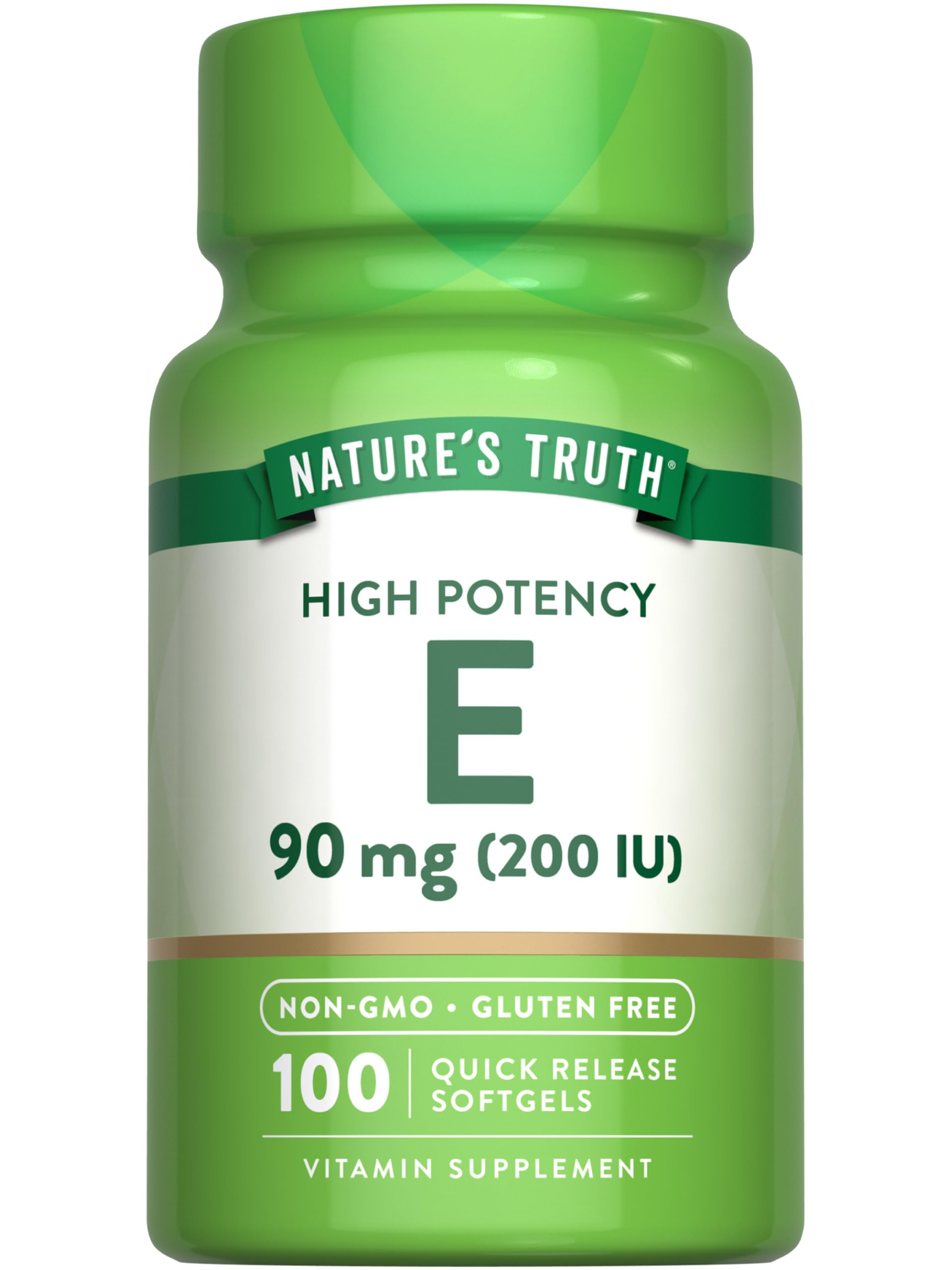 Nature's Truth Vitamin E Softgels | 200 IU | 100 Softgels | Non-GMO & Gluten Free Supplement