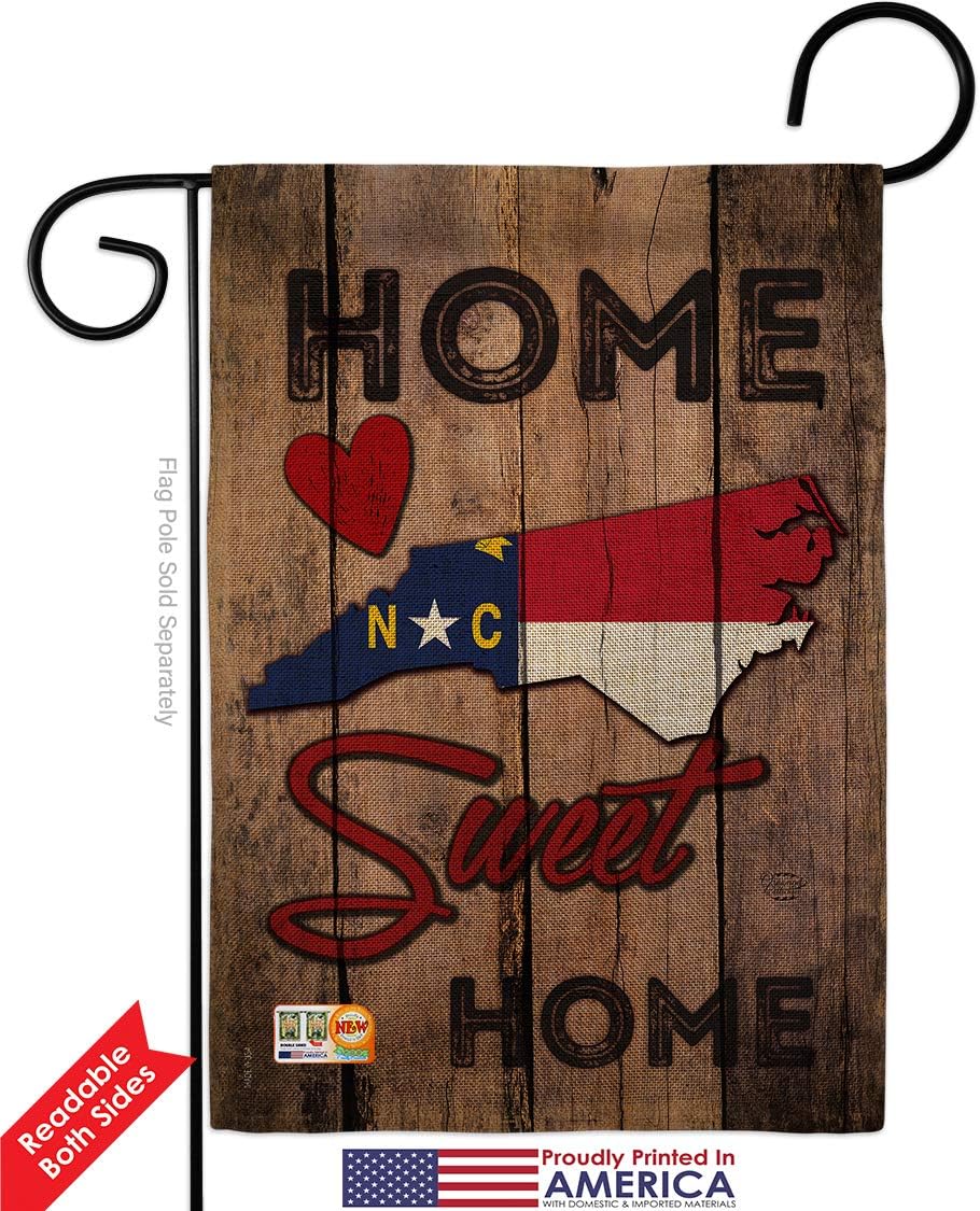 State North Carolina Home Sweet Burlap Garden Flag Americana States USA American Territories Republic Country Particular Area Small Decorative Gift Yard House Banner Double-Sided Made In 13 X 18.5