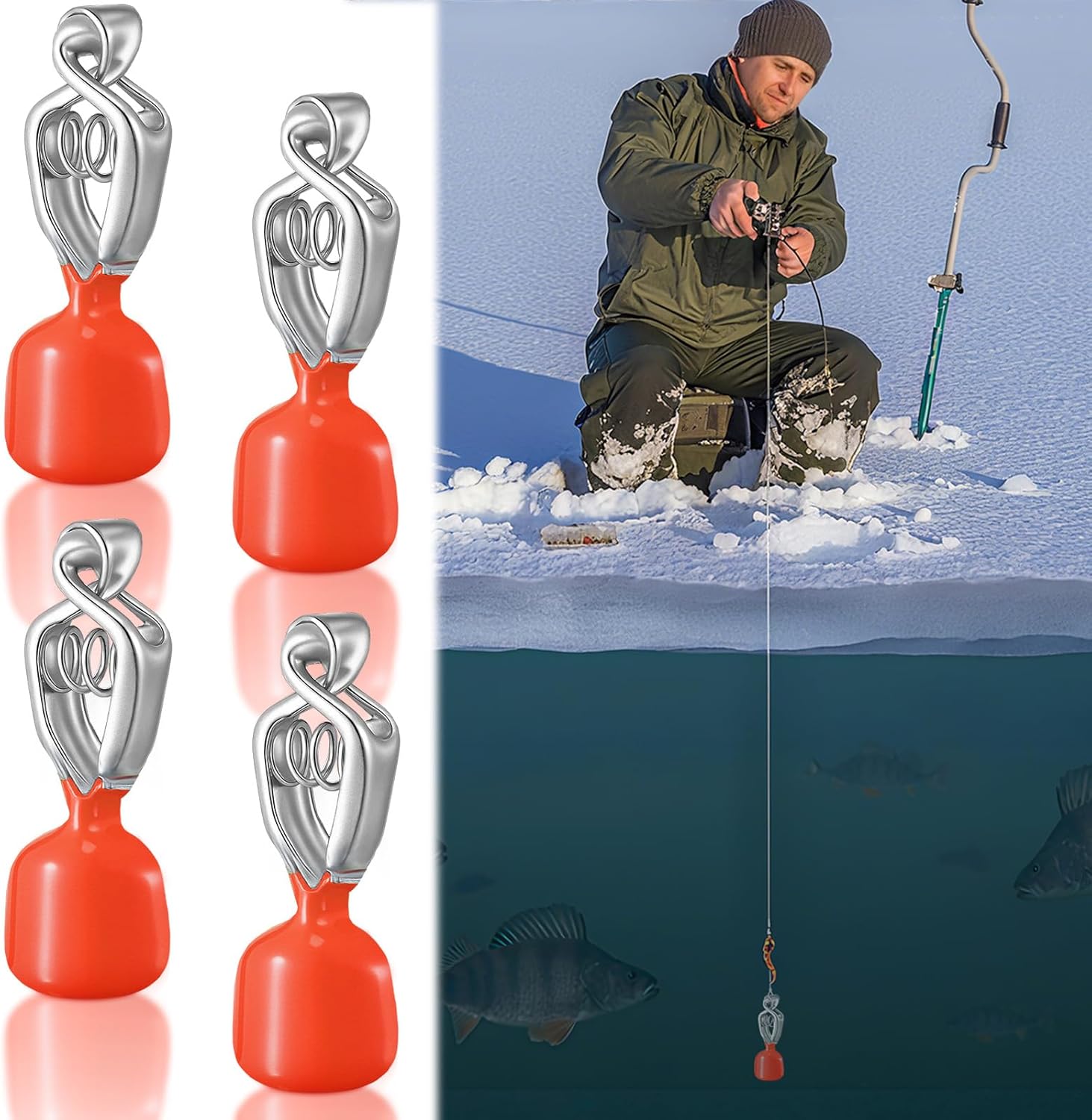 Copkim 4 Pack Depth Finder Ice Fishing Portable Depth Finder Clip-on Water Deep Gauge Instruments for Oceans Lakes Rivers or Coastal Waters