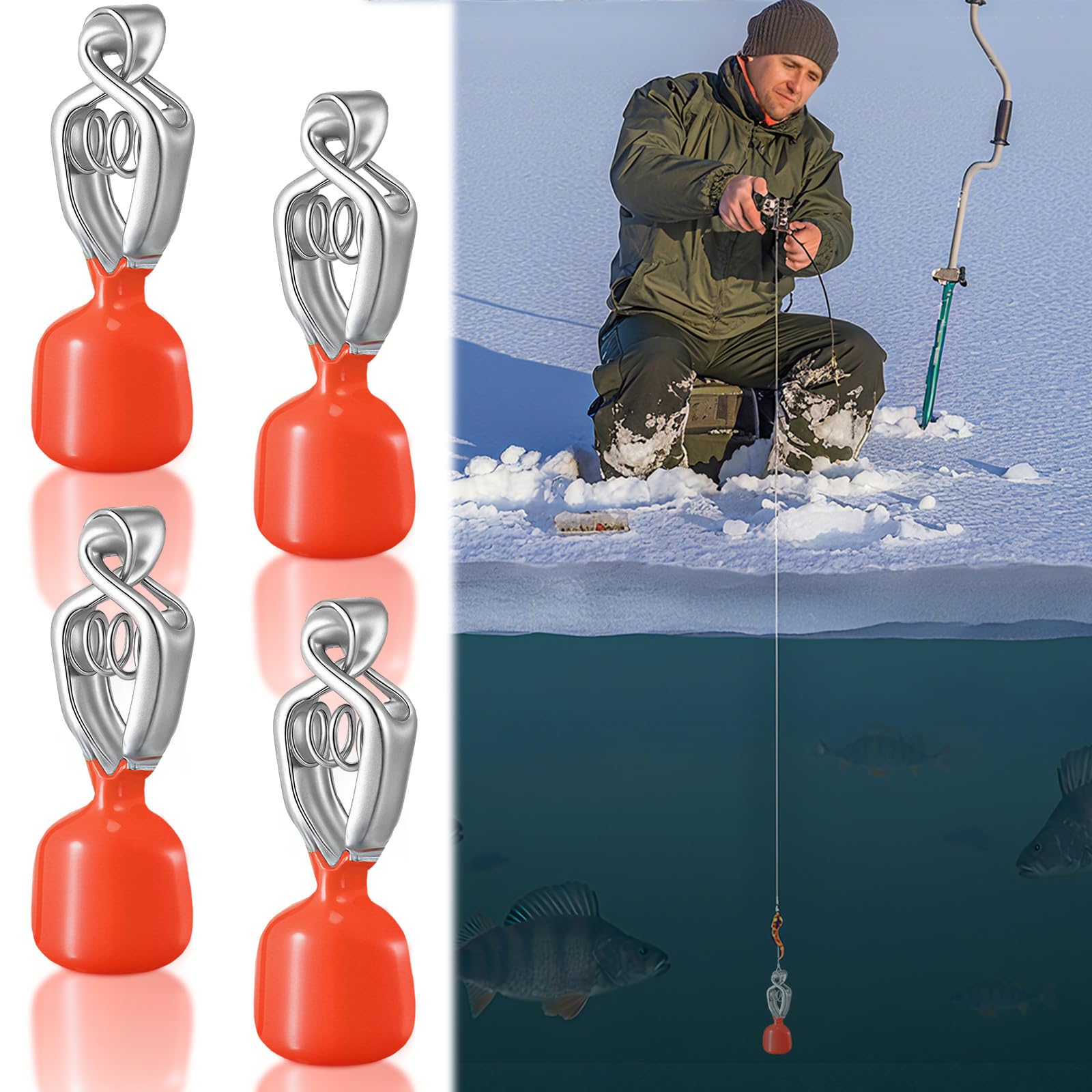 Copkim Lot de 4 détecteurs de profondeur portables pour pêche sur glace pour océans, lacs, rivières ou eaux côtières