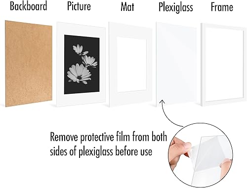 Miniatura 7 de Americanflat Portarretratos de 8 x 10 pulgadas en blanco con paspartú de 5 x 7 pulgadas juego de 2 marcos muestra fotos de 5 x 7 pulgadas con