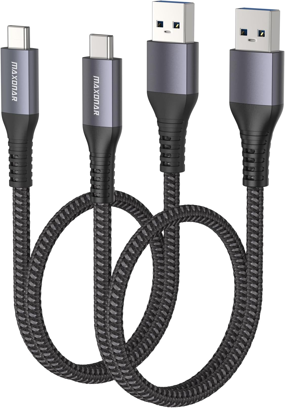 Maxonar USB C Cable Short 50cm/0.5M 2Pack [10Gbps Data] USB3.2 Gen2 Type C Android Auto Cable QC3.0 3.1A USB A to C Fast Charger for Samsung Note20 Galaxy S24/S23/S22/S21 Z Flip5 TabS9 Pixel 9