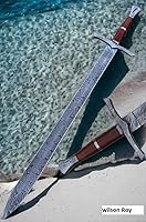 Vista 6 de Espada de acero de Damasco personalizada, espada de caza de machete legendario de 37 pulgadas