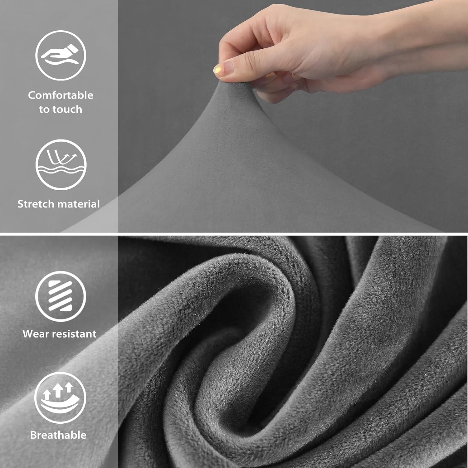 Gollense Curved Back Chair Covers for Dining Room, Velvet Mid Century Modern Chair Slipcovers, Semi Circle Back Chair Seat Protector for Kitchen Living Room (2PCS, Dark Grey)