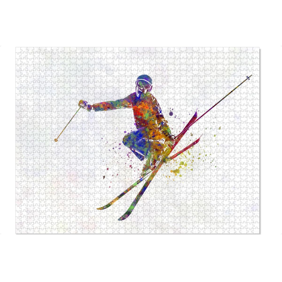 artboxONE-Puzzle XXXL (2000 Teile) Abstrakt Female Skier in Watercolor - Puzzle Sport Mountain Skier