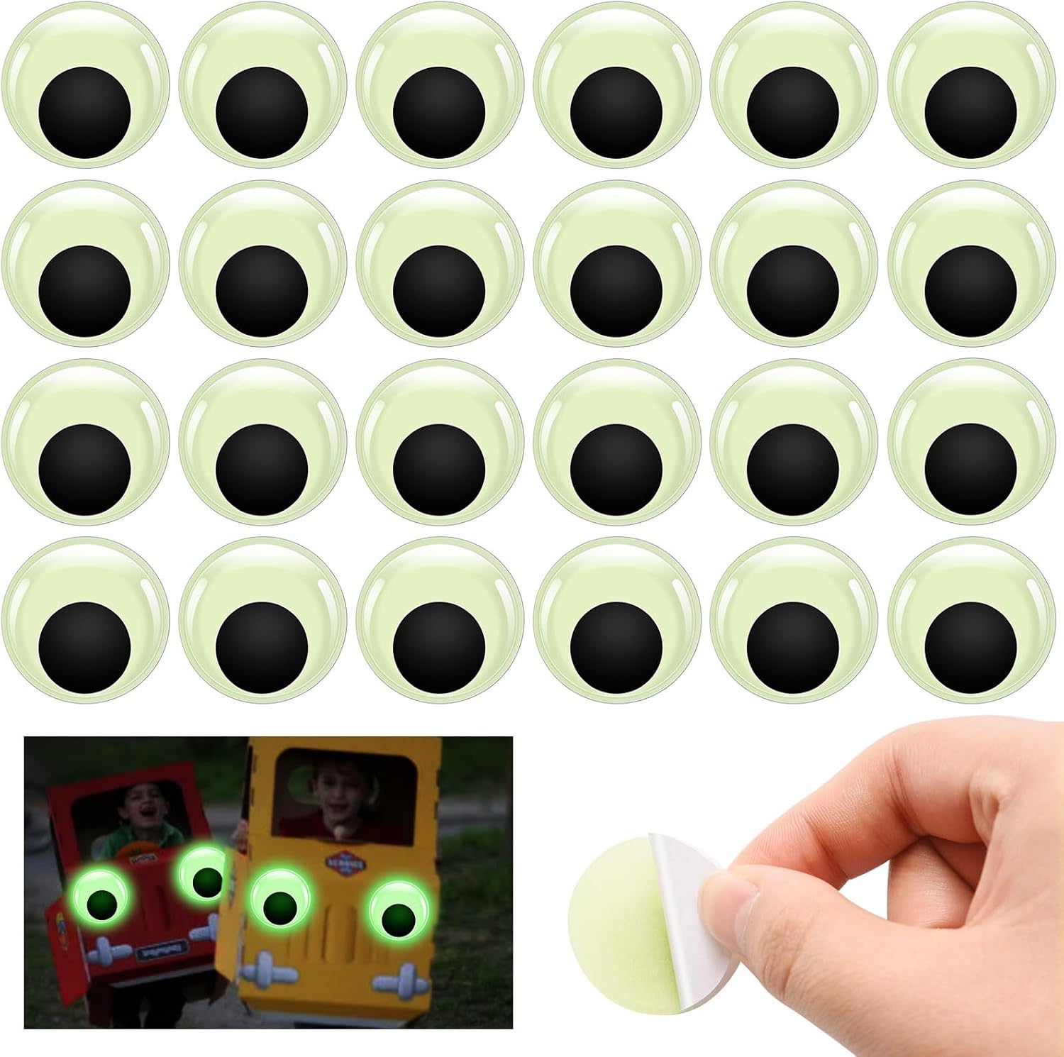 24PCS Wiggle Googly Eyes, 1inch Glow in The Dark Googly