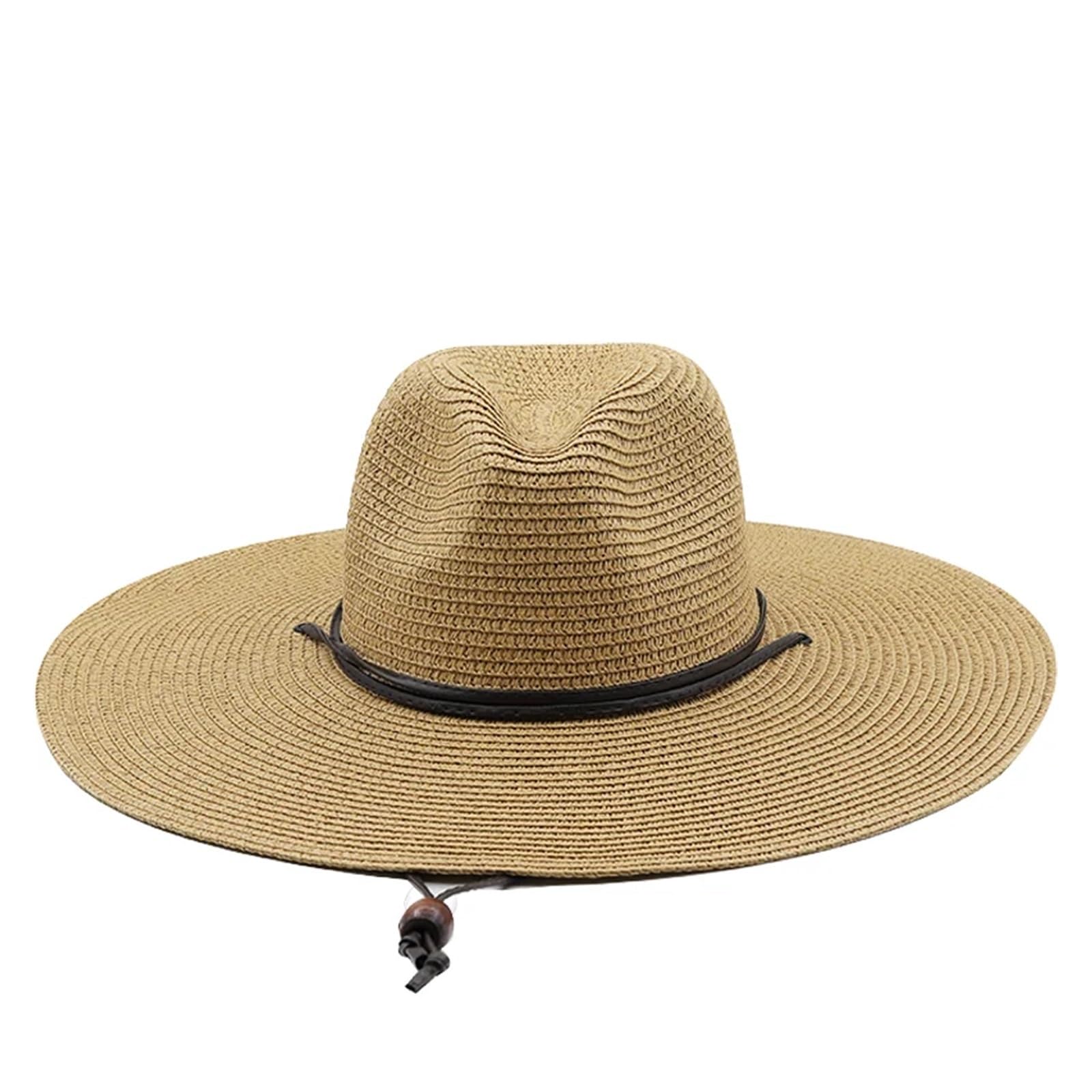 Fasksh Sombrero de paja grande de ala de 10,5 cm para mujeres y hombres, sombrero de jazz fedoras refrescantes, sombreros de verano transpirable y elegante sombrero de fiesta para mujer