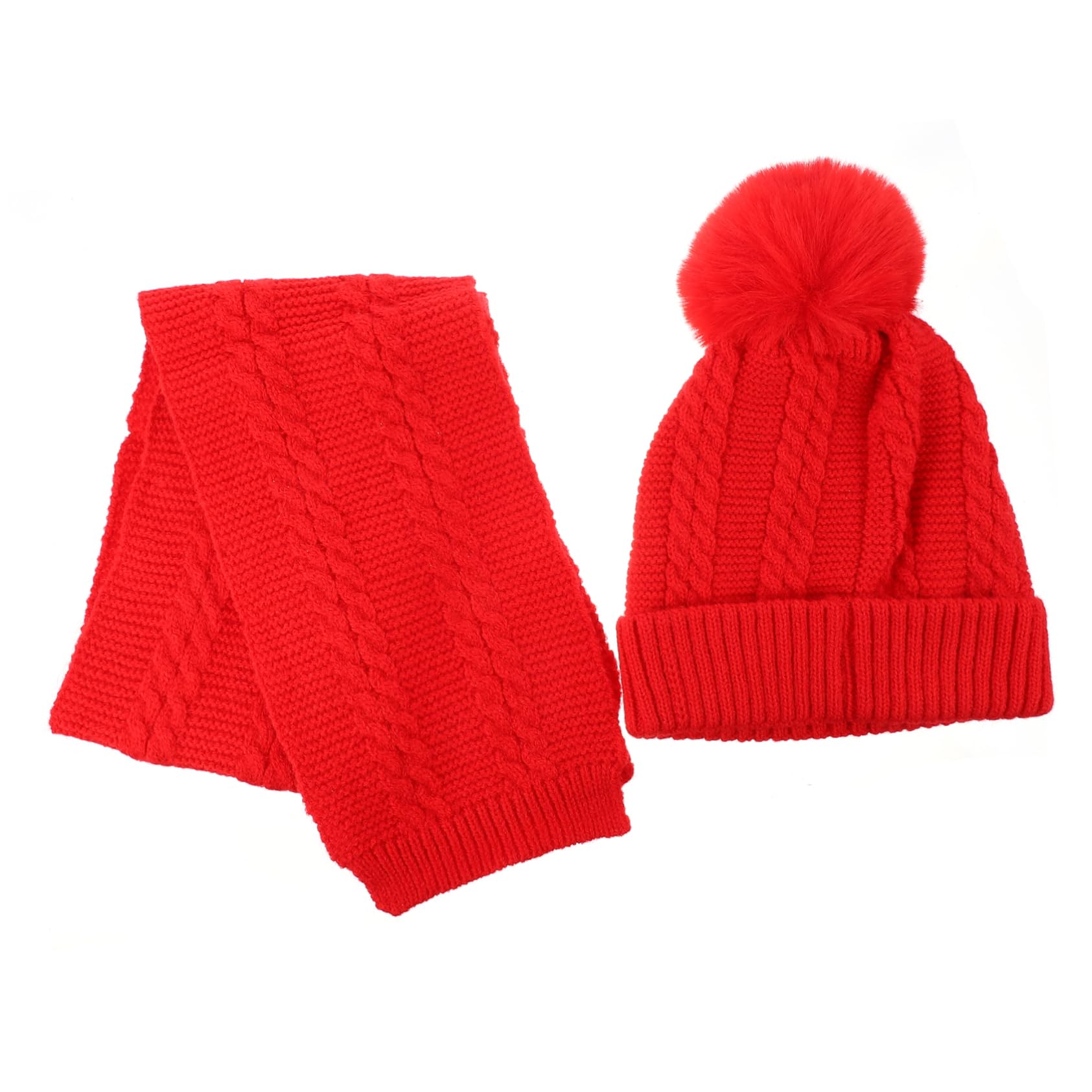PartyKindom 1 Set Knitted Hat and Scarf Breathable Pullover Flexible Woolen Yarn for Outdoor Activities Warm Lining for Comfort Winter Wear