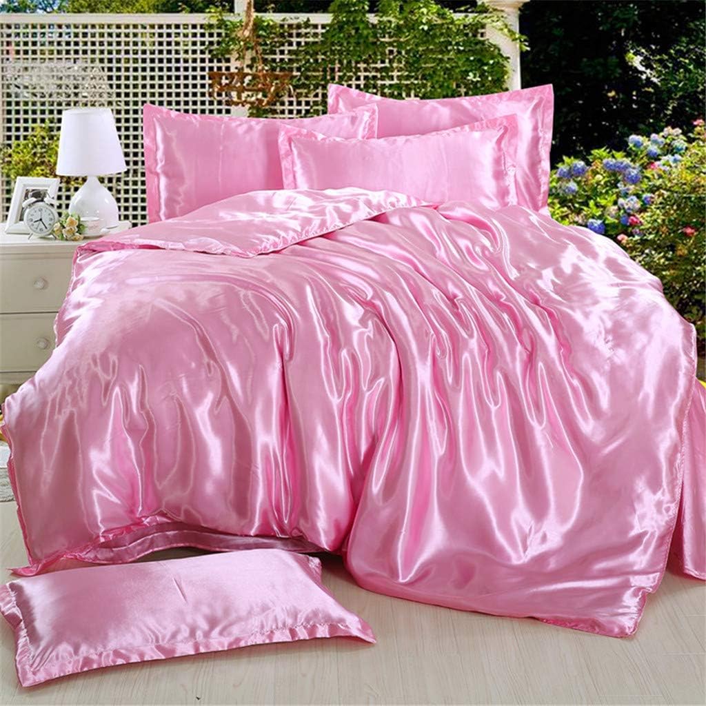 Satin Silk 4pcs Sheet Set (1-Flat + 1 Fitted + 2- Pillow Cover) (Size King (76" x 80" Color Pink) + 8-Inch Deep Hotel Quality