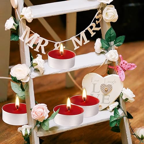 Miniatura 3 de Paquete de 100 velas de té rojas velas de té románticas sin perfume sin goteo y de larga duración sin humo para el estado de ánimo decoración
