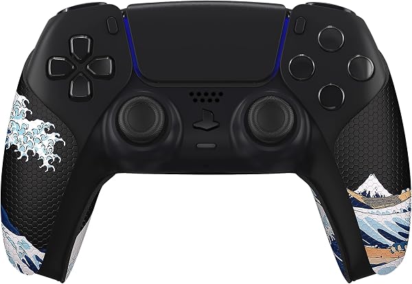 eXtremeRate PlayVital Protection pour ps5 Manette Grip Sticker,Autocollant Poignée pour ps5 Accessoires Controller,Skin Antidérapants-Grande Vague Kanagawa - 1
