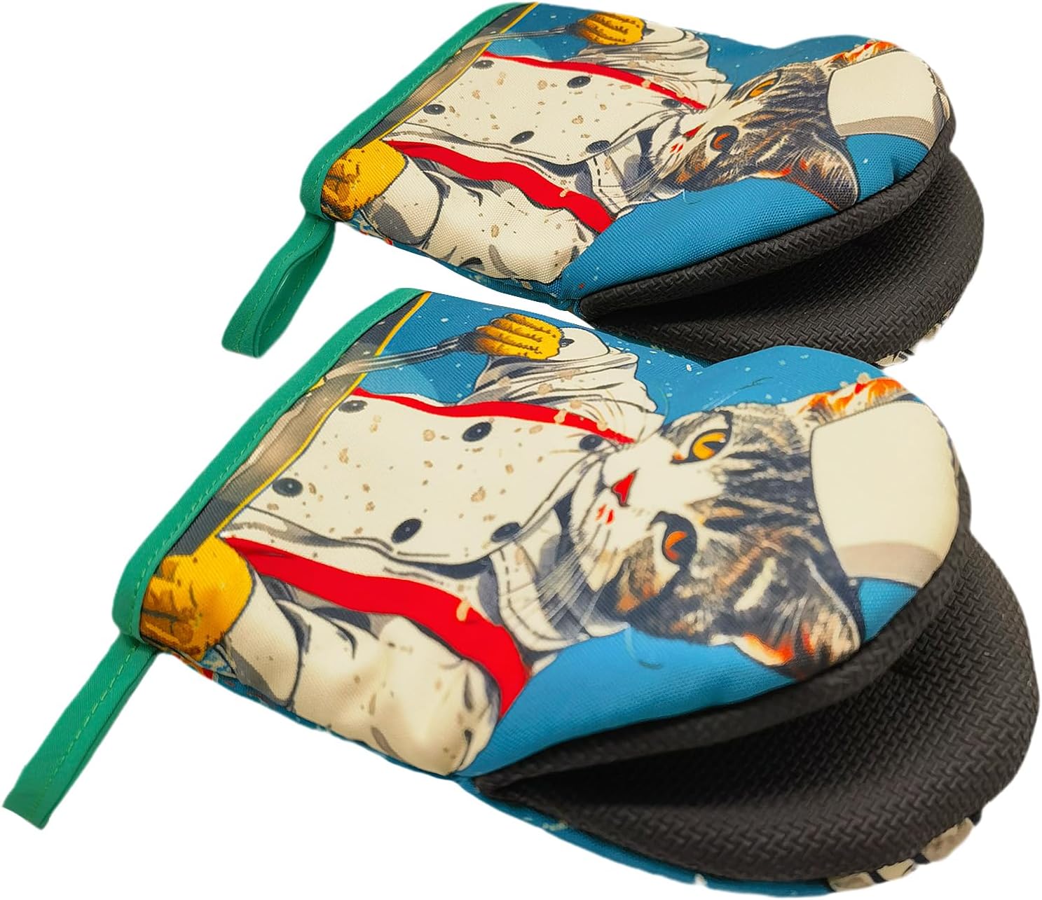 Cat Chef Oven Mitts, High Heat Resistant Kitchen Oven Gloves, Mini Silicone Oven Mitts, Non-Slip Grip Surfaces and Hanging Loop for Grilling, Baking, Cooking and Microwave, Gift - Image 7