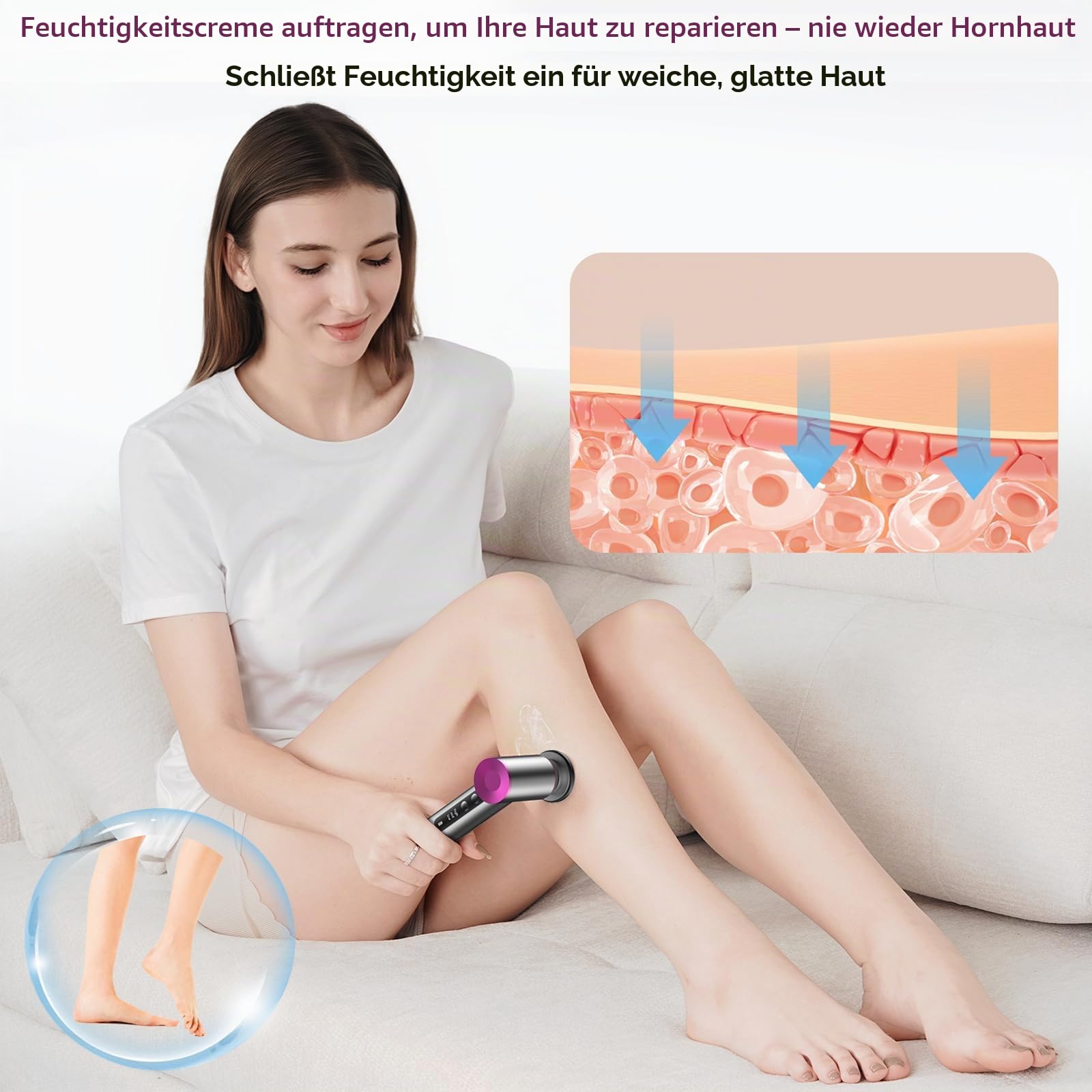 Elektrischer Hornhautentferner, Öl auftragen, Fußspa, elektrische Fußfeile, wiederverwendbarer Nano-Glaskopf, ergonomischer Hornhautentferner für Füße, wiederaufladbare Pediküre-Werkzeuge für Füße