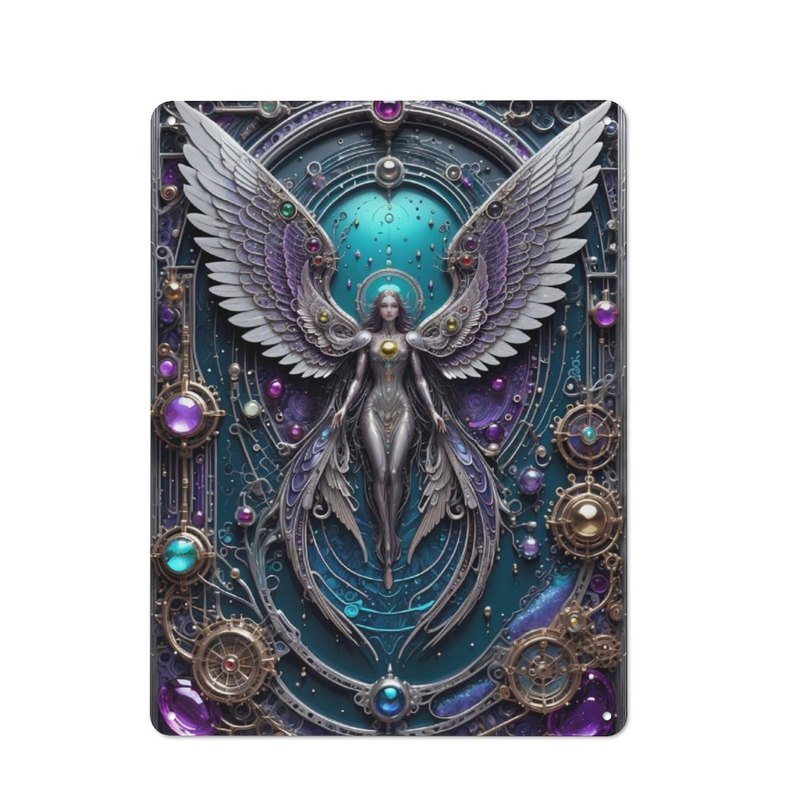 Junmoney Cosmos Guardian Angel Retro Metal Sign 40X30cm Featuring For Hallway Wall, For Kitchen, Dining Room And Home Bar Wall Decor