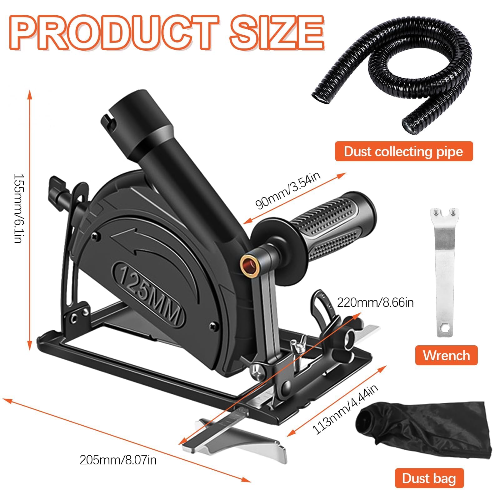 Kit de Soporte para Amoladora Angular 100-125 mm, Accesorios para Amoladora Angular, Ángulo Ajustable y Profundidad de Corte de 0-40 mm