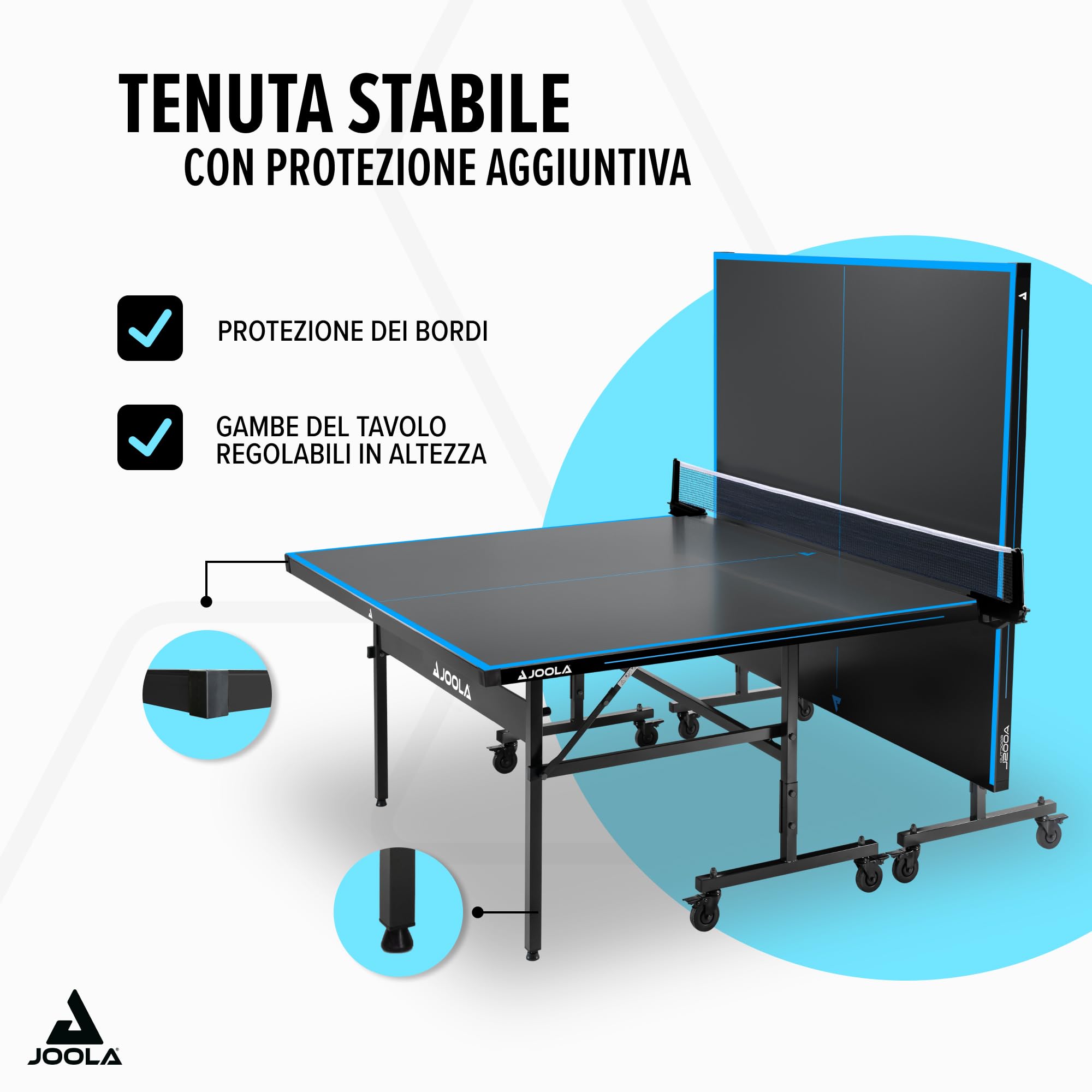 JOOLA Tavolo da ping pong professionale per esterni, 6 mm, superficie composita in alluminio, resistente alle intemperie, pieghevole, con rete inclusa