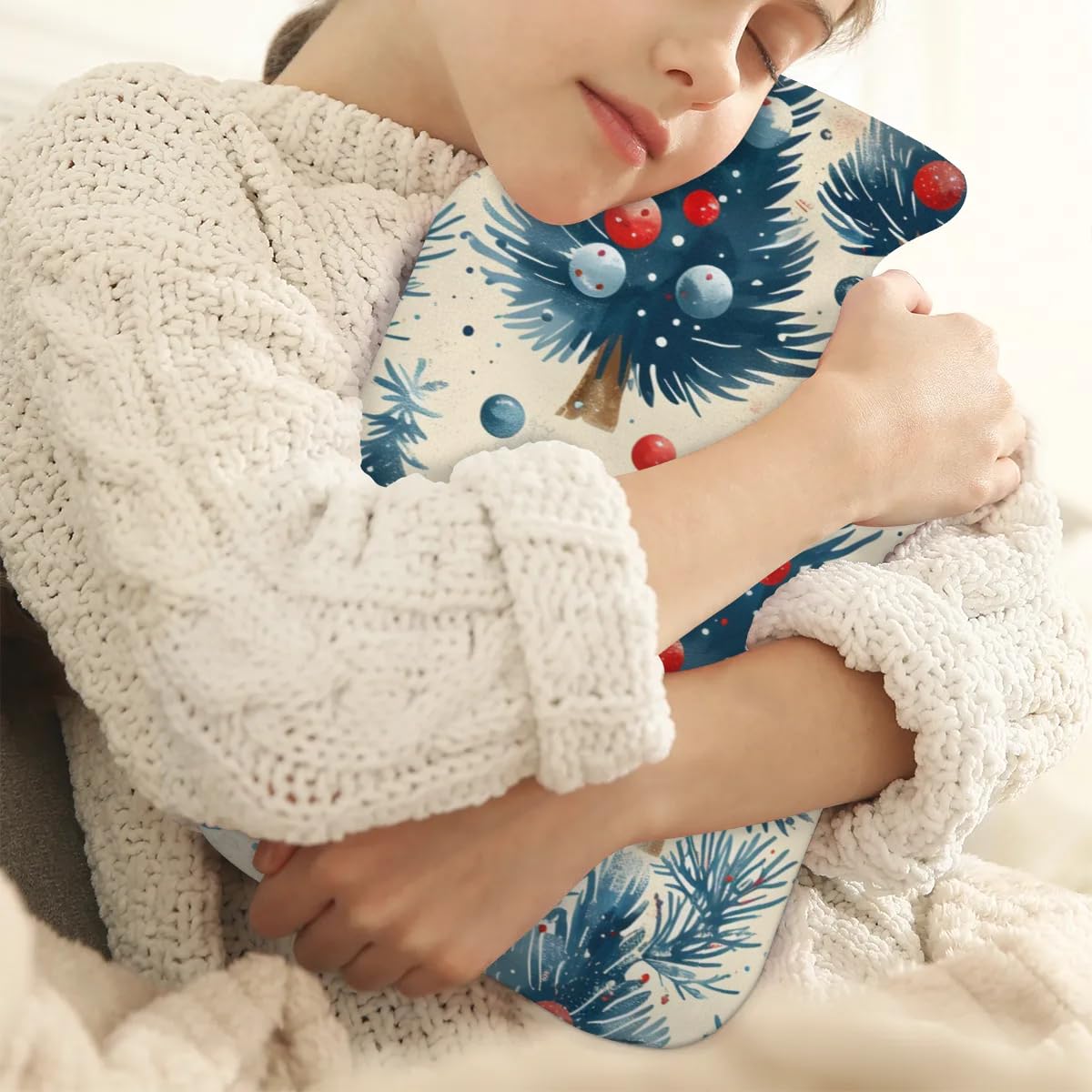 Hot Water Bottle with Soft Cover,2L Colorful Tree Hot Water Bag for Hot and Cold Compress, Hand Feet Warmer, Christmas Tree Rubber Hot or Cold Water Bottle Halloween Christmas Decorations