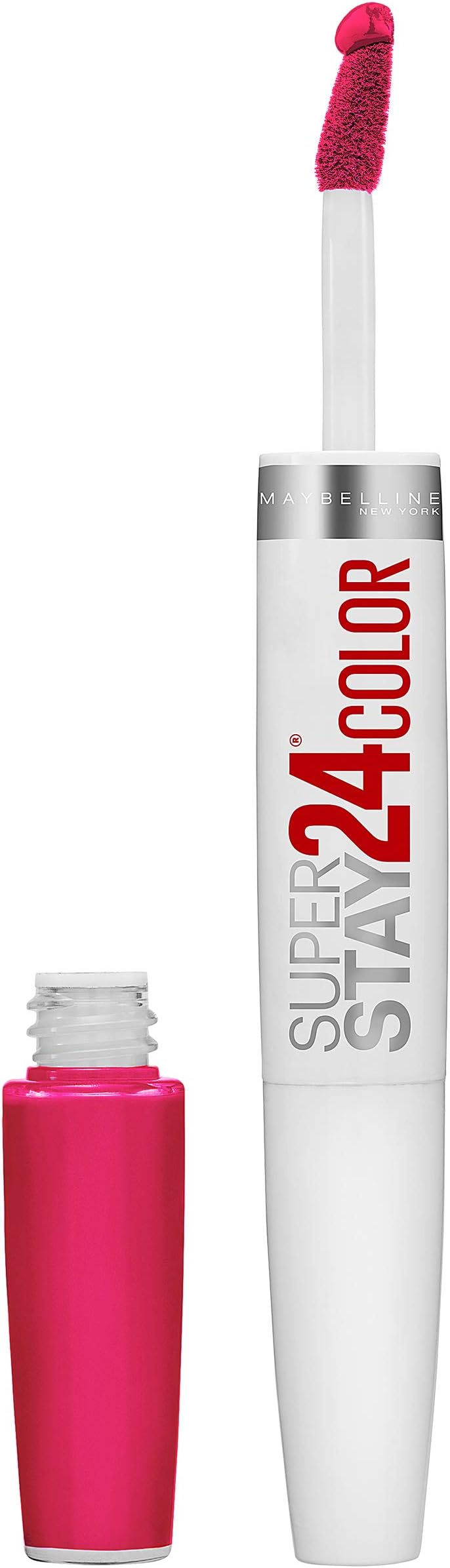 Maybelline New York SuperStay 24 2-Step Long Lasting Liquid Lipstick & Lip Balm, Long Wear Makeup, High-Impact Lip Color with Microflex Technology, Satin Finish, Crisp Magenta