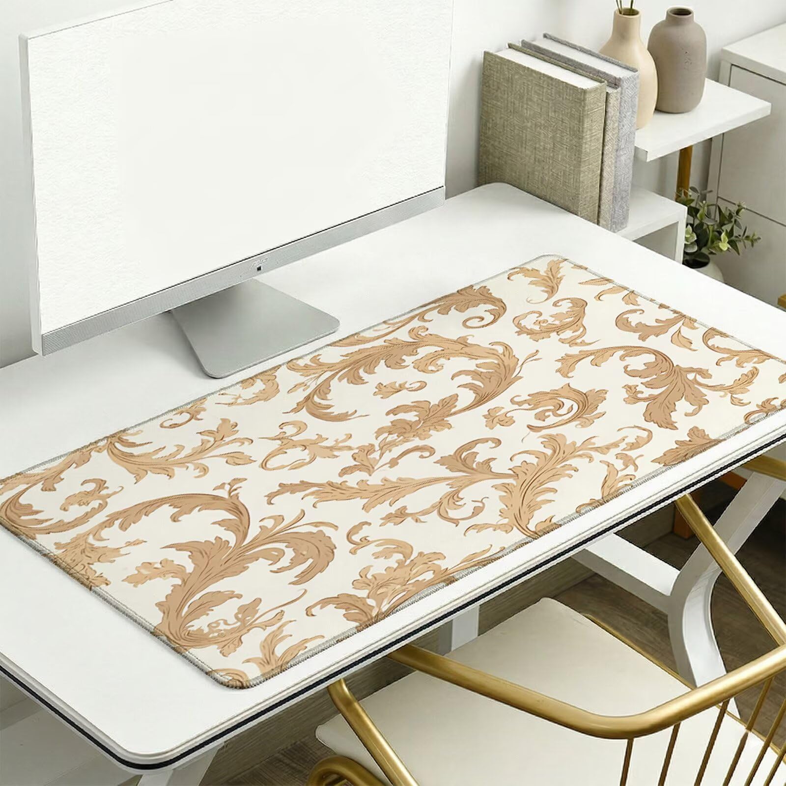 Sottomano Scrivania Grande 1200 x 600 x 3 mm Nordico Tappetino Tastiera Computer con Base Antiscivolo e Bordi Cuciti, Protezione Impermeabile, per Lavoro, Casa e PC Gamer, Regali Uomini (Crema) L-x486