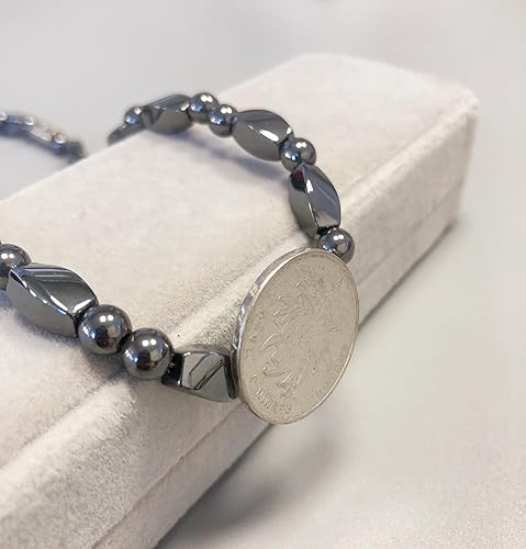 Miniatura 4 de Collar de terapia magnética de hematita de grado 5A para hombres y mujeres, piedra curativa unisex de 20 pulgadas, 20 pulg., Piedra, Hematita