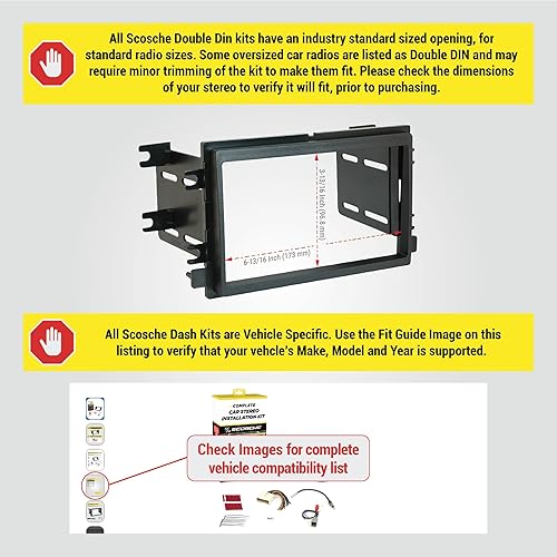 Vista 2 de Scosche ICFD6BN Kit de instalación de tablero de radio Double DIN Compatible con vehículos Ford y Mercury seleccionados 2007-2010 - Kit completo