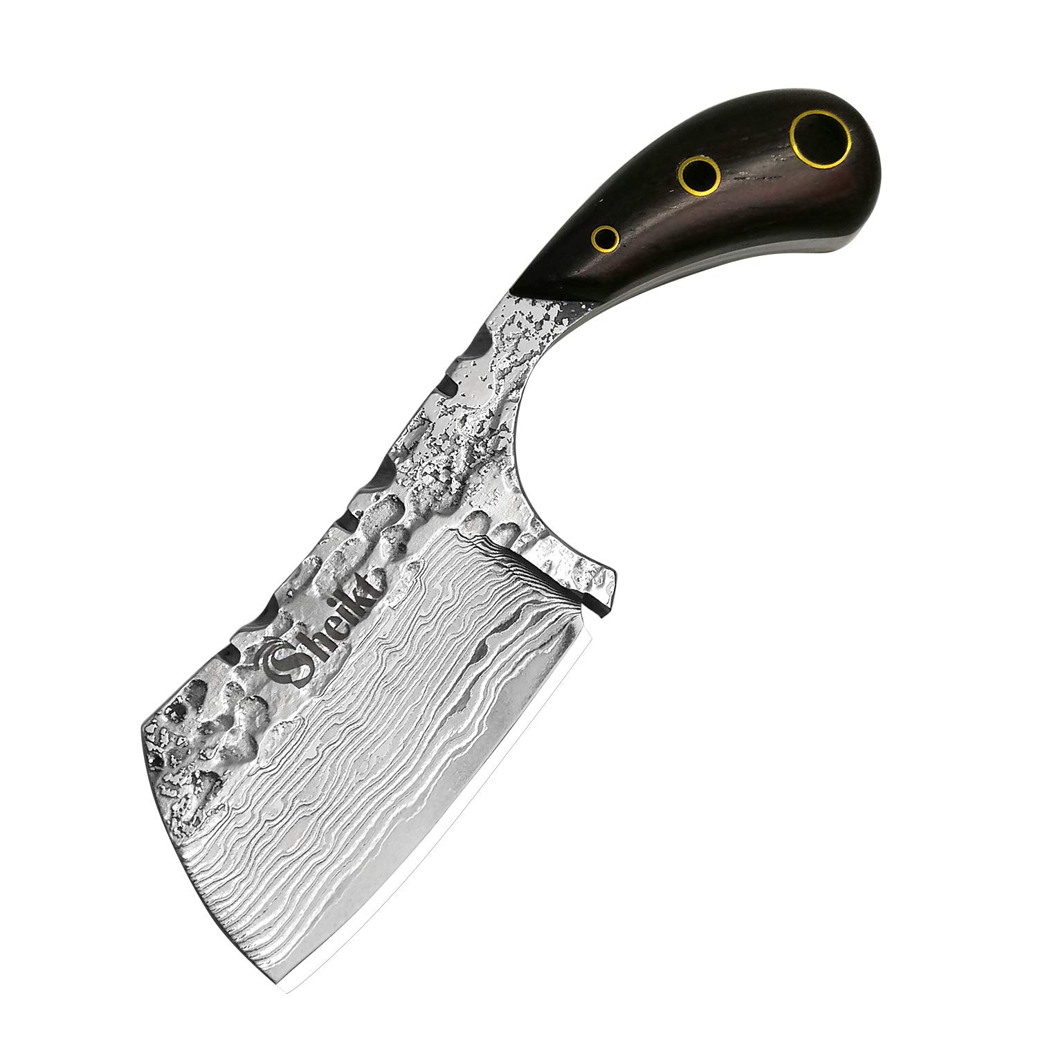 Sheikt Pocket Folding Tactical Hunting Knife with Case, 8Cr Steel Core, Rosewood Handle