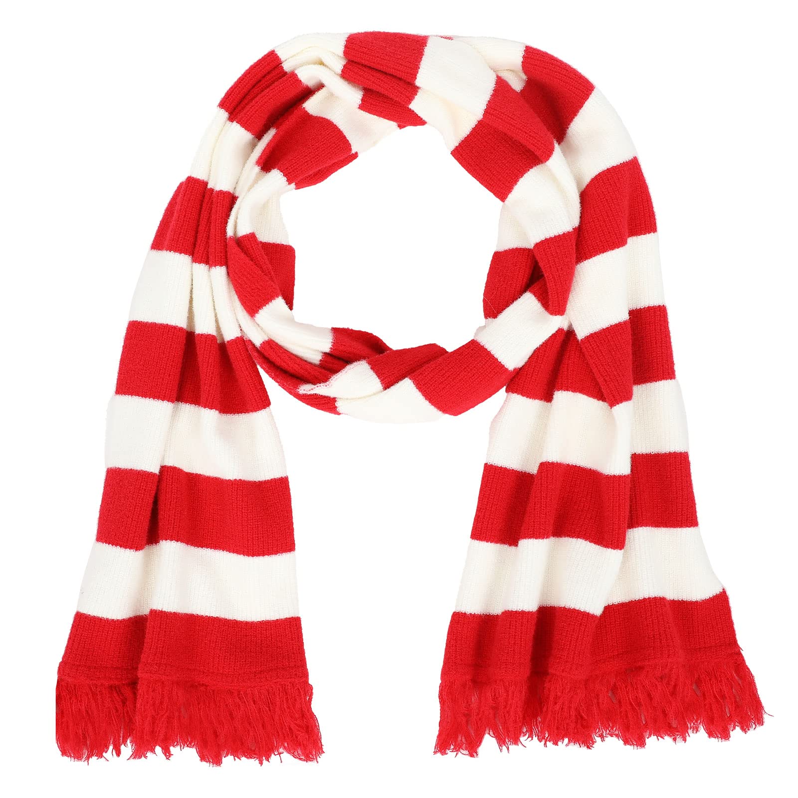 GOBWCOT Red White Striped Santa Scarf Candy Cane Knit Scarf Winter Snowman Long Scarves for Women Men Christmas Holiday New Year