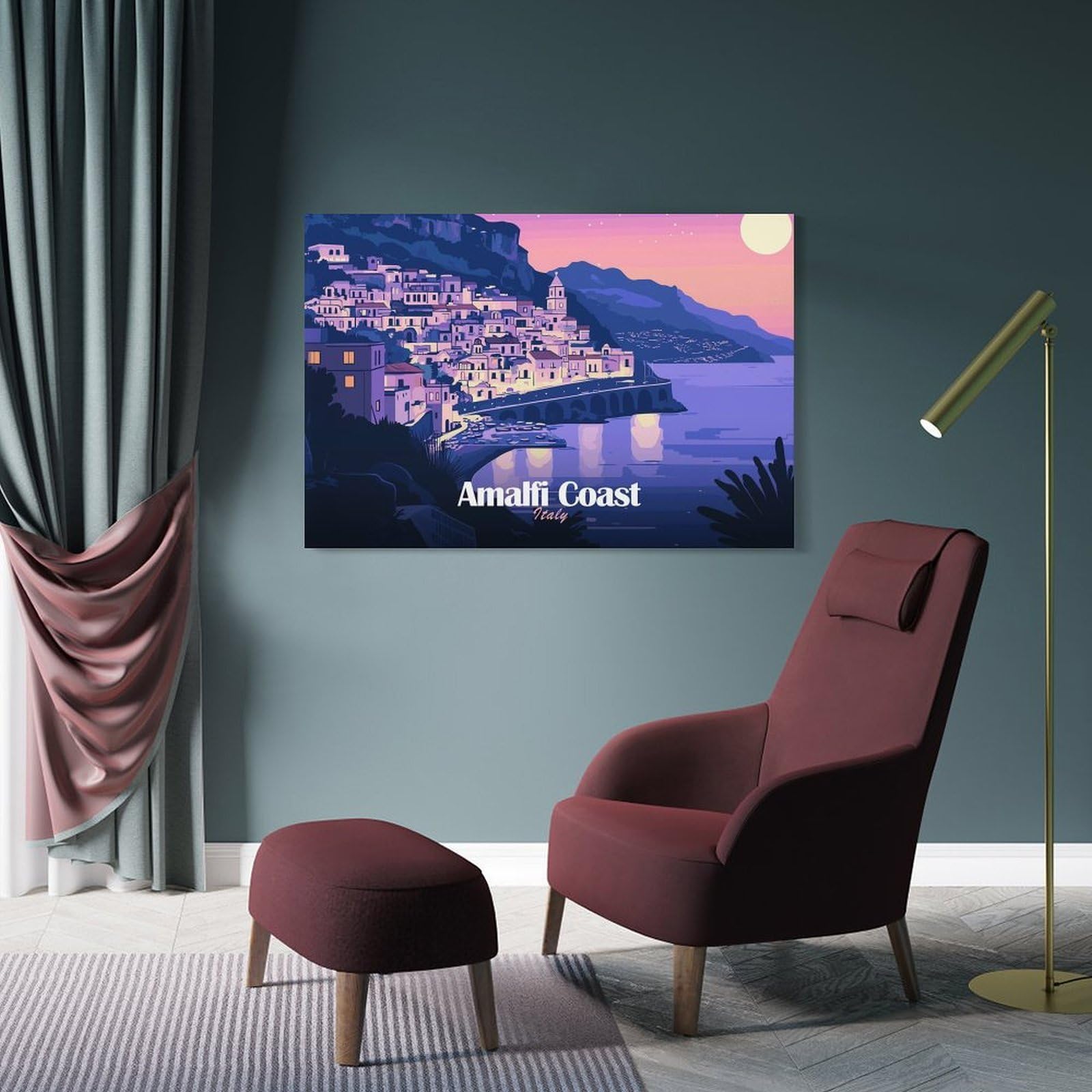 Junmoney Frame-Style-20-1 Canvas Wall Decor Amalfi Coast Italy Travel (2), 24X36inch(60X90cm), For Home Lounge, Bedroom Or Reading Nook, Eye Catching Artwork For Blank Walls