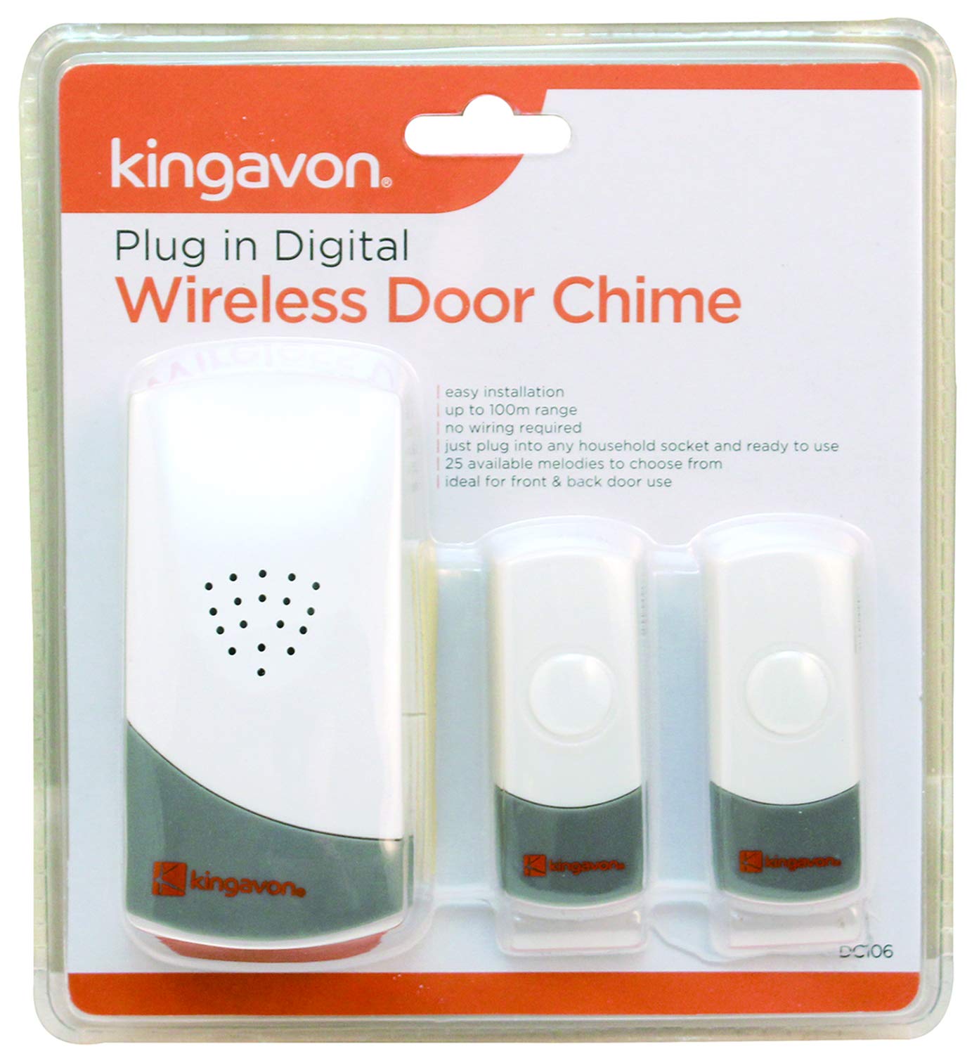 Kingavon Bb-Dc106 Plug-In Digital Wireless Door Chime With Extra Transmitter 5017403063537