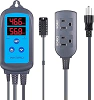 Vista 1 de Inkbird Controlador de humedad digital Wi-Fi IHC-200, enchufe doble precableado, humidistato para cultivo de hongos, curado de carne, reptiles