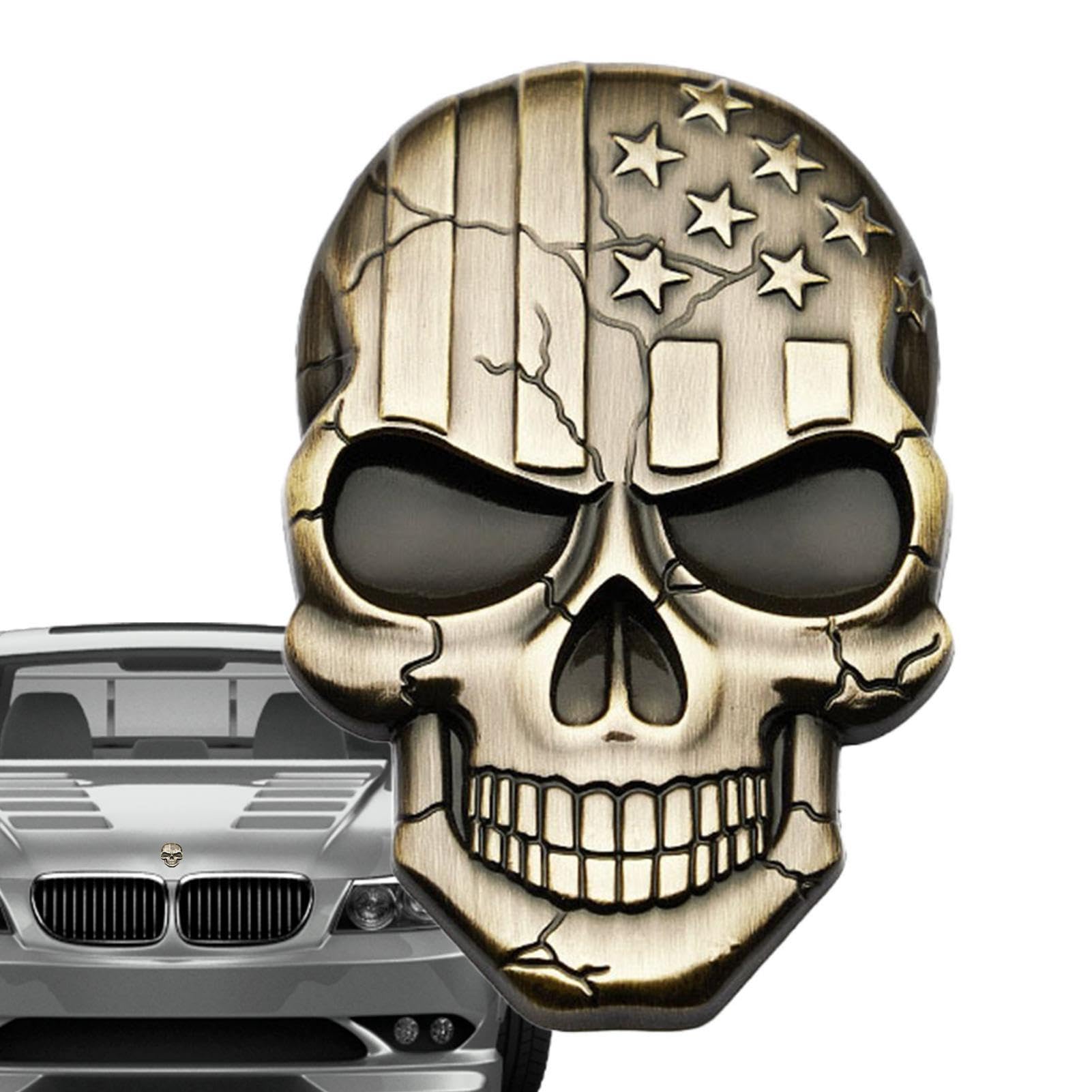 2 Adesivi Teschio Auto 12x18cm - In PVC, Bianco, Decorazione Horror Per Auto E Moto, Facili Da Applicare - Foto 5