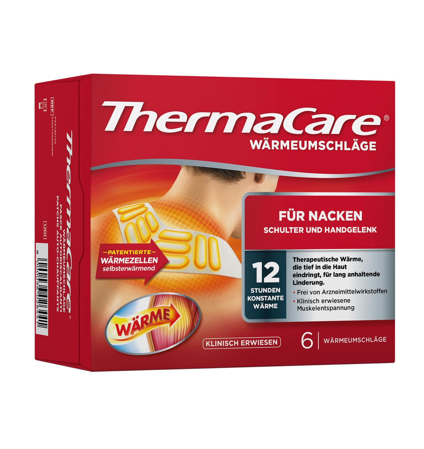 ThermaCare Nacken, 6 Stück, Wärmepflaster für Nacken, Schulter und Handgelenk, wirksam Nackenschmerzen lindern, Originalware von Angelini Pharma Deutschland