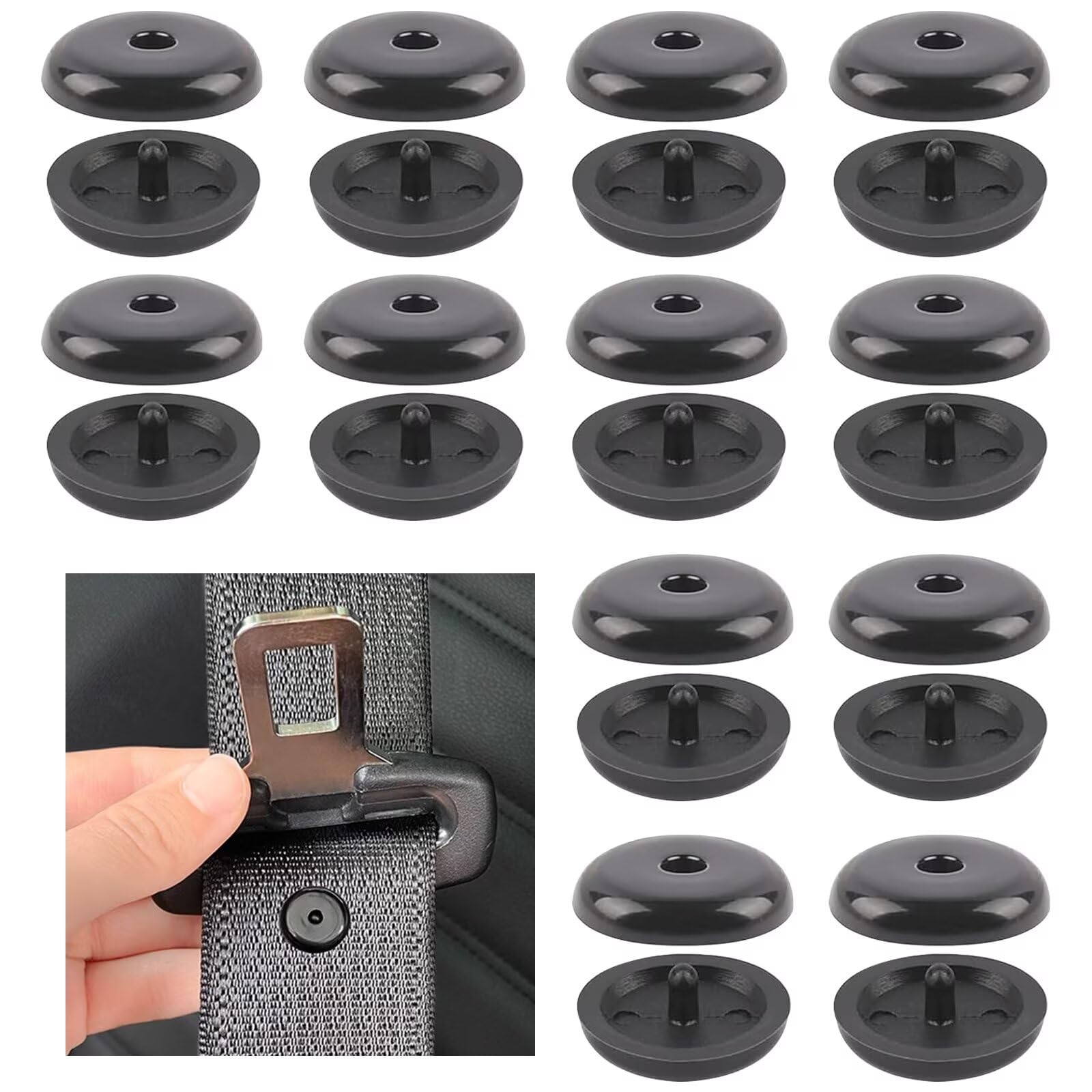 12 Paare Sicherheitsgurt Stopper, Kunststoff Gurtstopper, Robust und Langlebig Sicherheitsgurt Stopper Auto Gurt Knopf für Autogurt für die Meisten Sicherheitsgurte im Auto, Schwarz