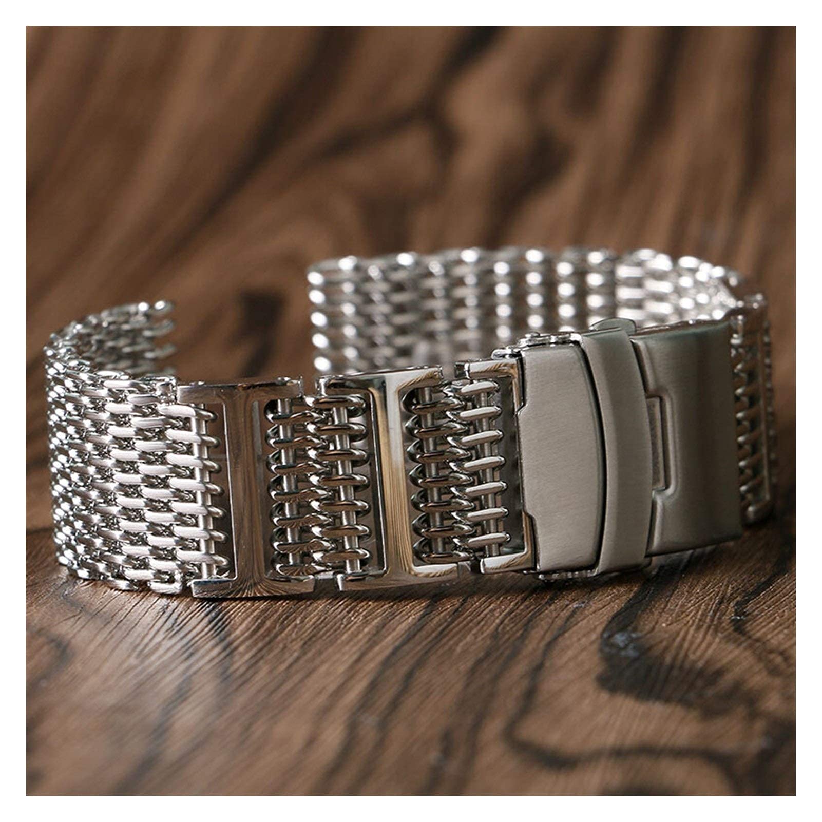 Bracelet De Montre En Acier Inoxydable 24mm - Argent - Pour Homme, Style Classique