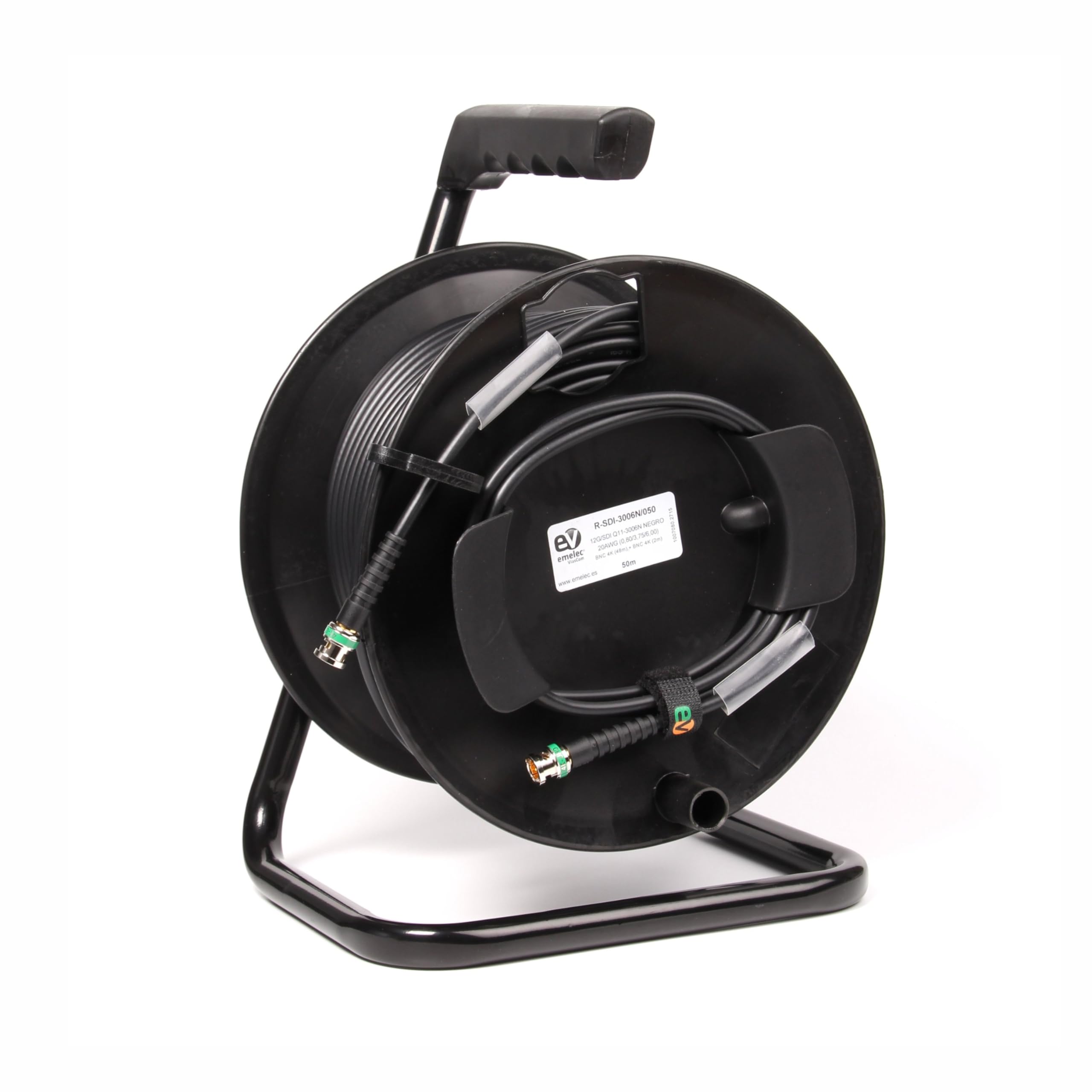 R-SDI-3006N/050-50m Cavo Video 4K-UHD 12G-SDI (0.8/3.75/6.0) Montato su Portacavi con BNC 4K-UHD - Driver Unifilare - Colore Nero - PVC flessibile