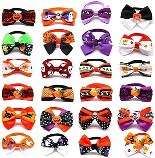Petunny Halloween Dog Bow Ties,10Pcs Puppy Dog Neckties Cat Collar Adjustable Dog Bowties Pet Ties Pumpkin Skull Ghost Witch Pet Grooming Accessories for Girls Boys Small Medium Dogs