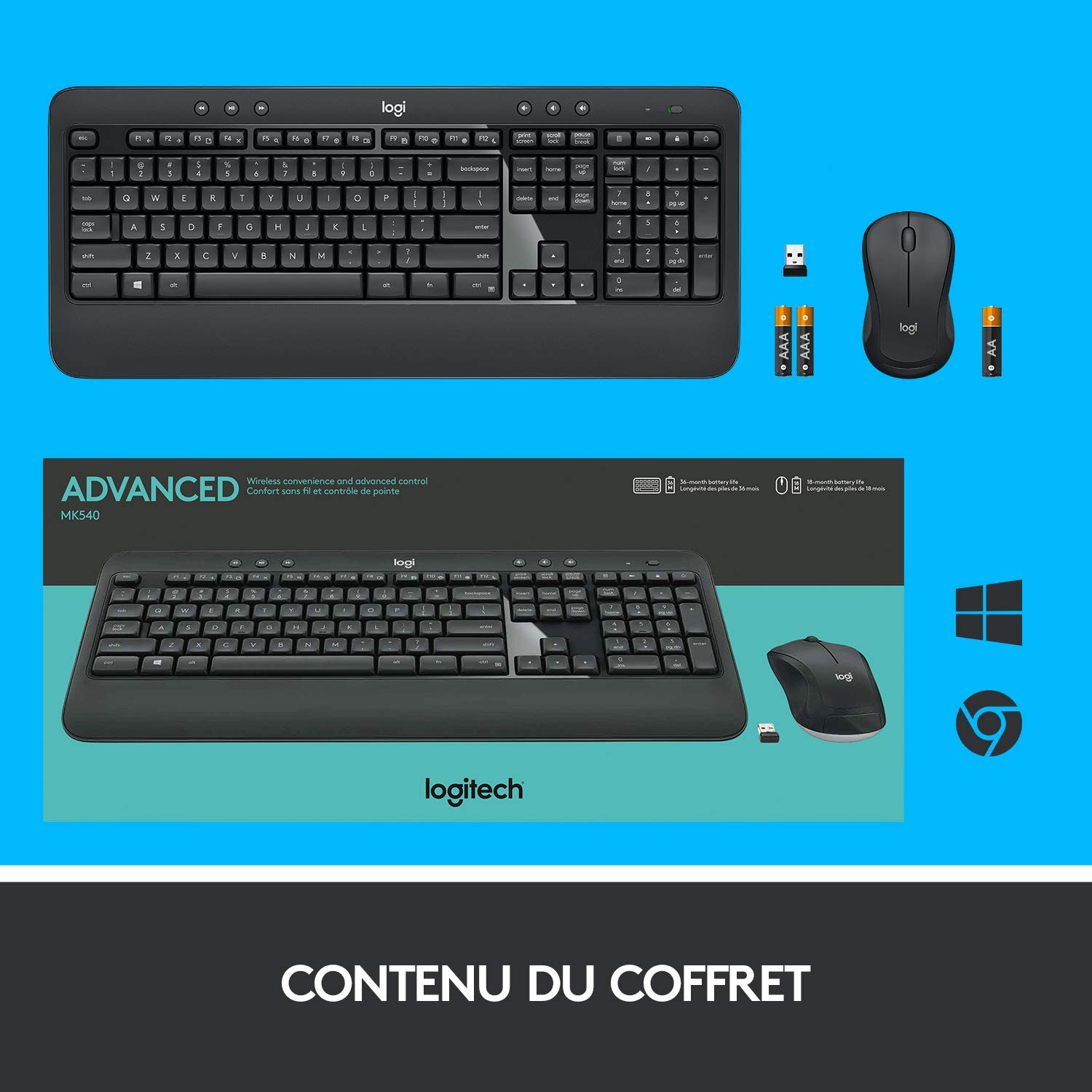Logitech MK540 avancé clavier et souris sans fil COMBO - NLB AZERTY
