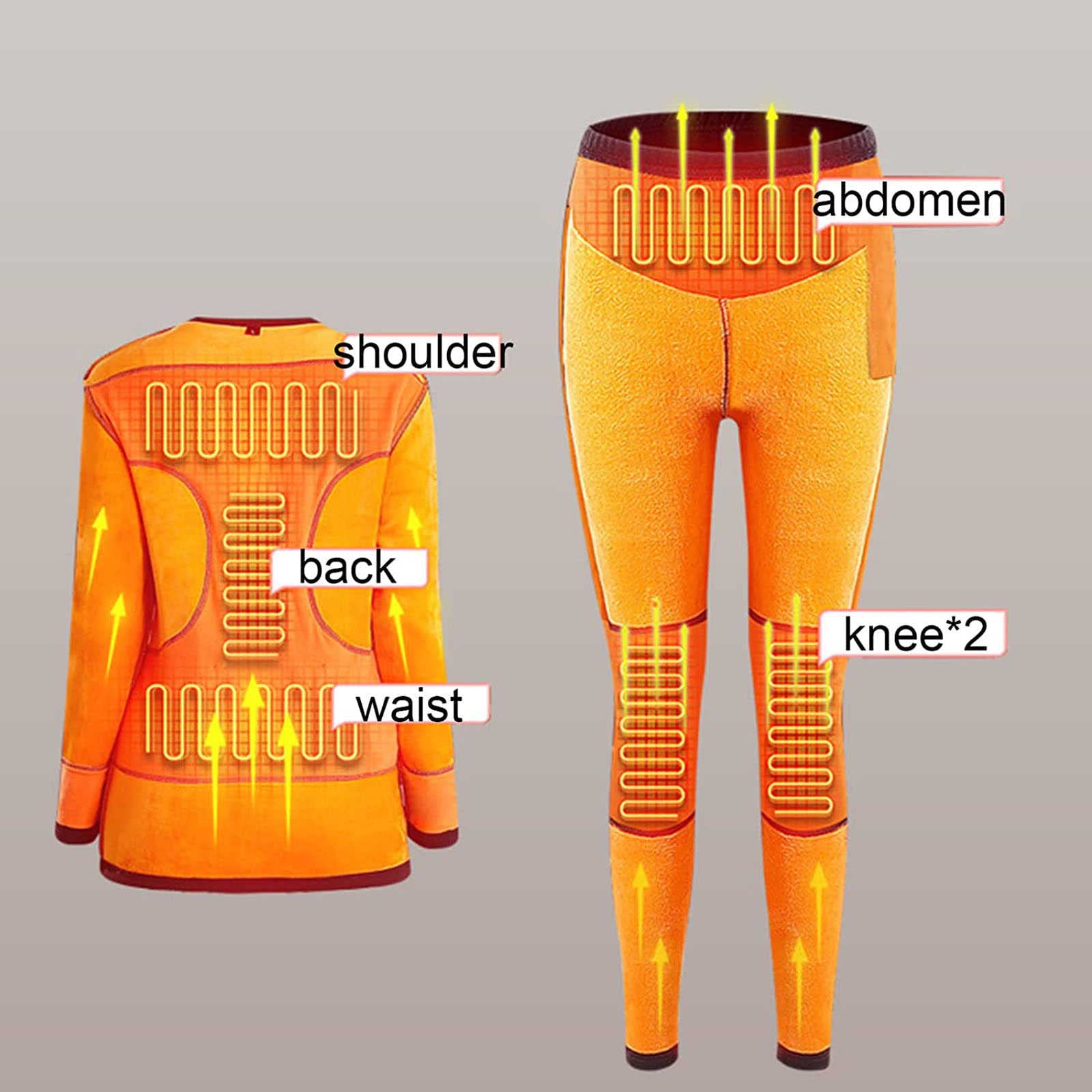 Conjunto de Ropa Interior Trmica Calefactables -Trmica Elctrico Negro (Top + Pantalones) - con 3 Configuraciones de Calor y Batera Ropa Interior Trmica Frio Extremo Conjuntos Trmicos