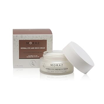 Moraz Herbal Eye and Neck Cream Paraben & SLS-Free Under-Eye Cream with 7 Rejuvenating Oils including Castor Oil, Jojoba Oil & Shea Butter Hydrating Eye Cream & Neck Firming Cream, 1.7 Fl Oz