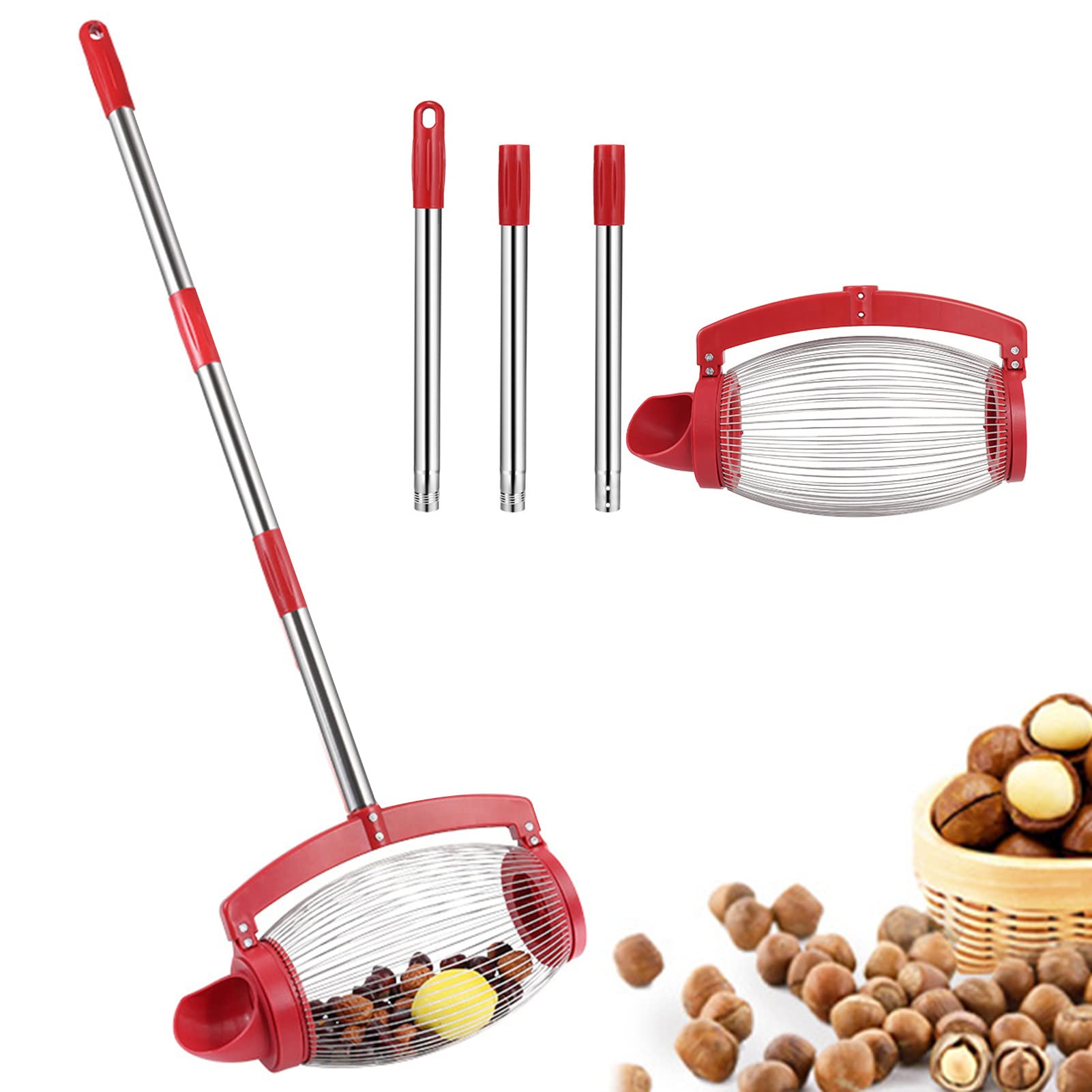 Bewinner Raccoglitore di Ghiande e Noci - Rullo Superiore Manuale per Raccogliere Noci, Castagne e Foglie, Utensile da Giardino Resistente